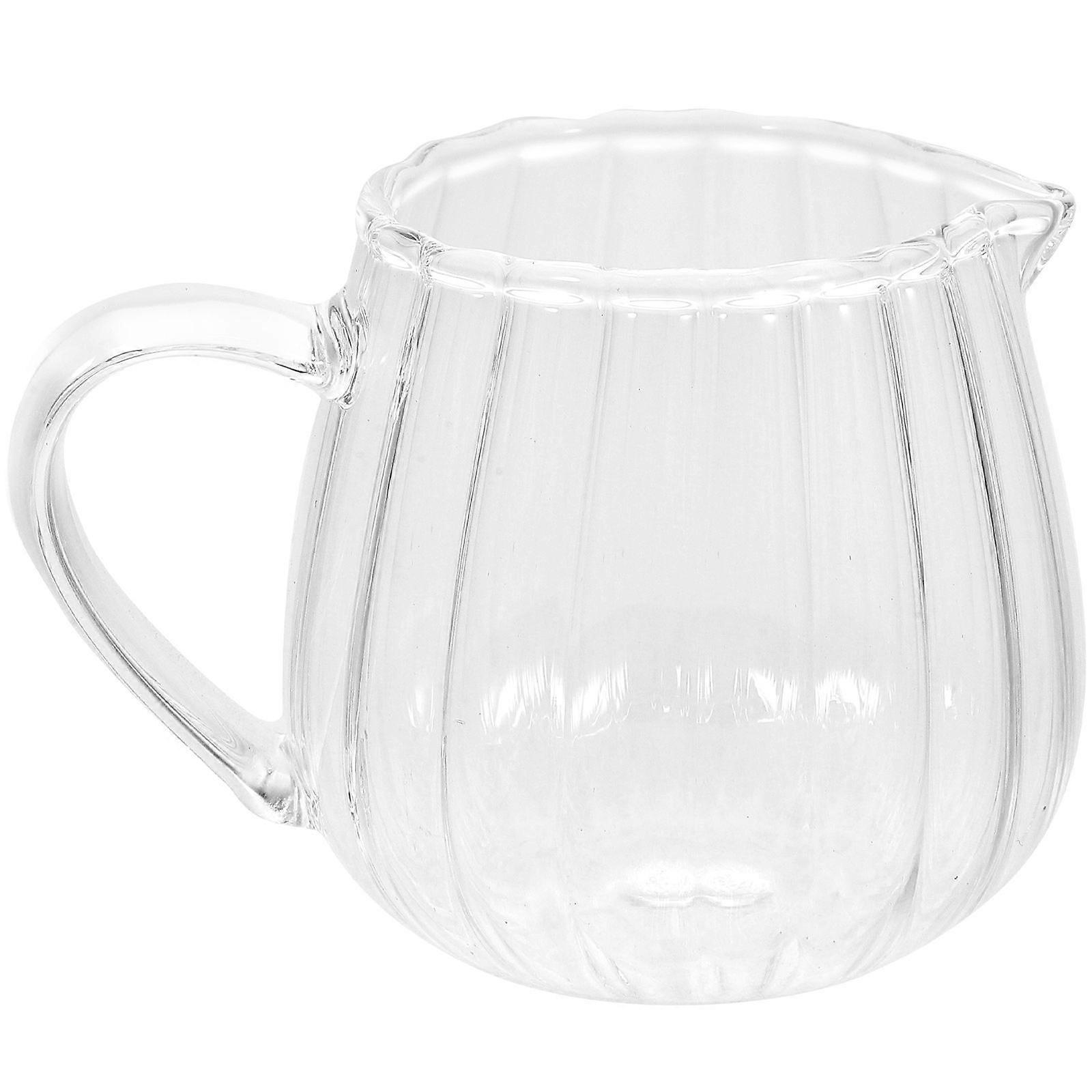 Glass Creamer Pitcher Cup Coffee Creamer Jar with Pour Spout Mini Glass Milk Jug(100ml)