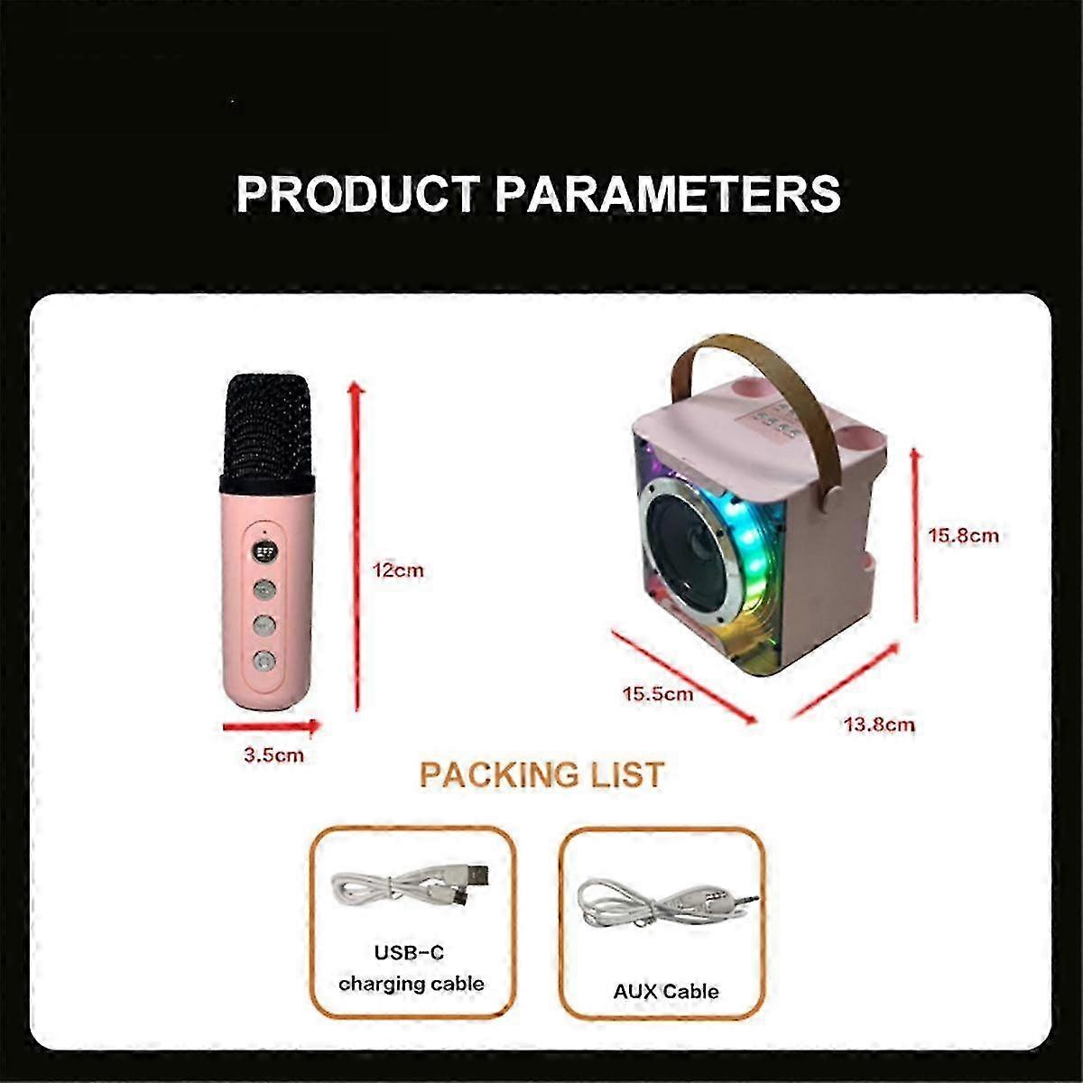 Red Rhythm Light krachtige Bluetooth-karaokeluidspreker met dubbele microfoon, draadloos surroundgeluid en subwoofer