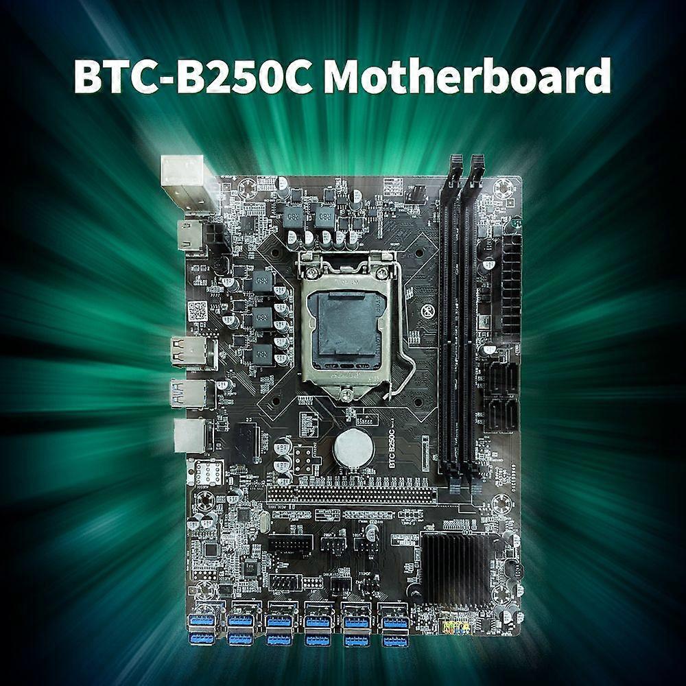 BTC-B250C Motherboard mit 2 DDR4-Speichersteckplätzen, 12 USB3.0-zu-PCI-E-16X-Steckplätzen, Unterstützung für CPUs der LGA1151-Serie, 6./7. Generation