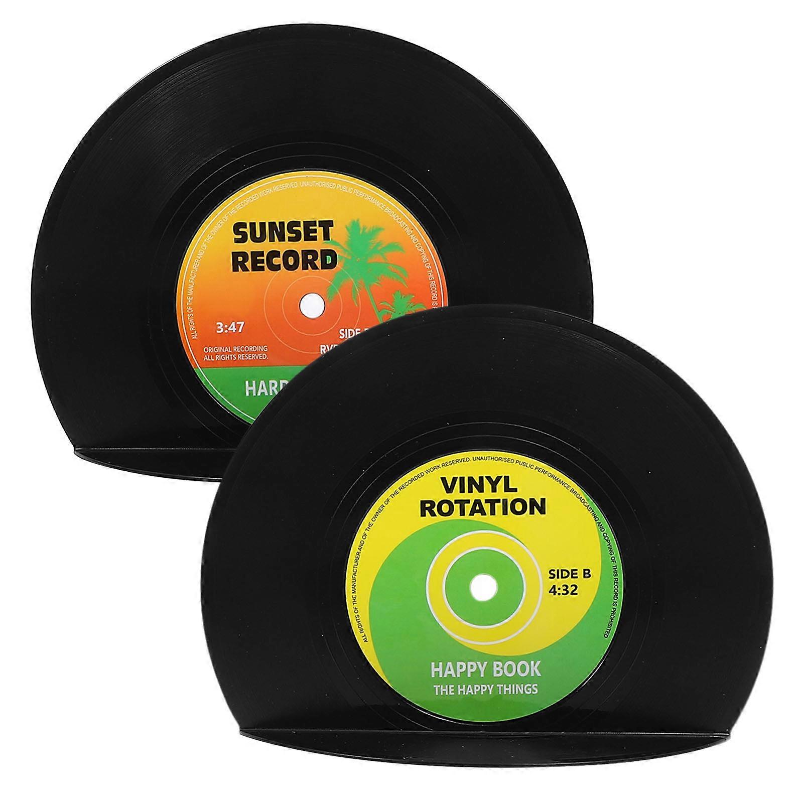 Vinyl Record Bookend Desktop Organizer for Office Multi Material with Book Organization 1Set