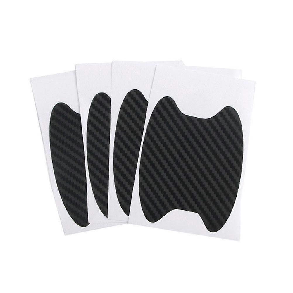 4Pcs Universal Carbon Fiber Car Door Handle Anti Scratch Protector Sticker Auto Door Handle Scratch Cover Guard Protective Film (Black)