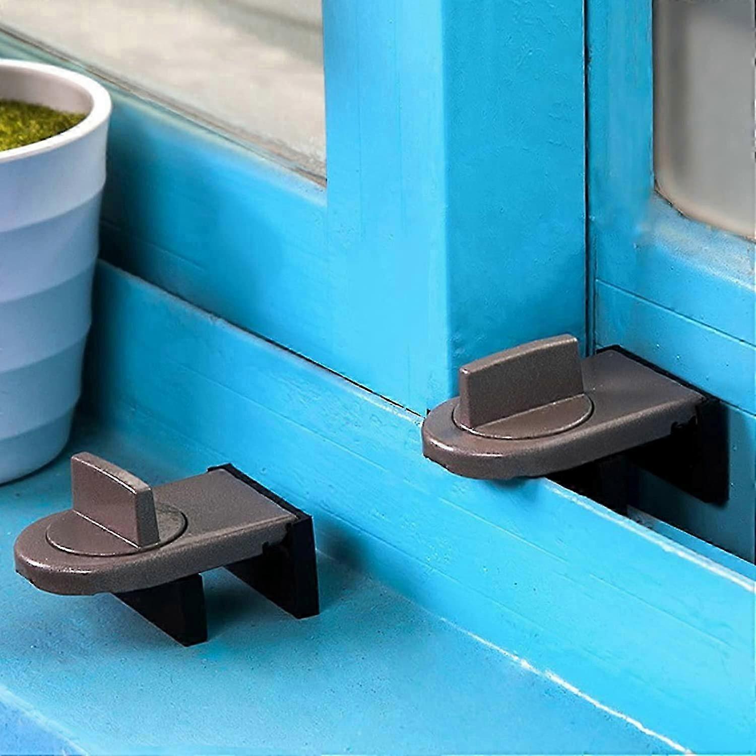 Gray blocker for sliding doors and windows for baby safety and anti-theft (2 pcs)