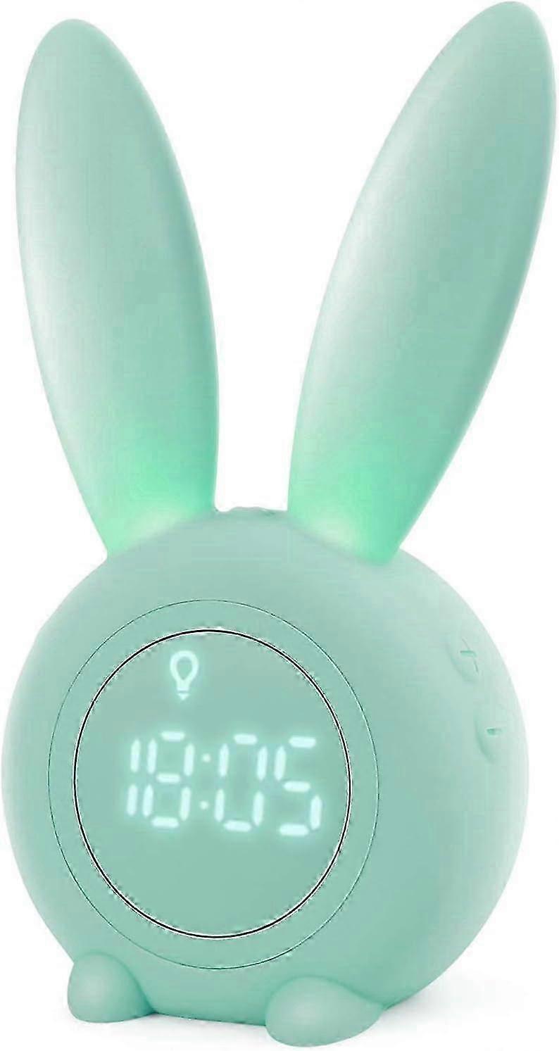 Cute Rabbit Shaped Induction Alarm Clock, Intelligent Automatic Breathing Light Adjustment, Automatic Time/Date/Temperature Display, Voice Control or