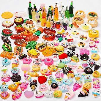 100pcs Miniature Food Modle For Dollhouse, Mini Food Drinks Bottle Mould Toys, Dollhouse Accessories, Kitchen Food Toys For Adults Teenagers Kids Chil