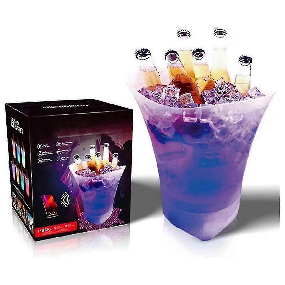LED Ice Bucket with Bluetooth Speaker Lighted Beverage Tub