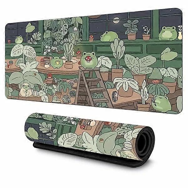 Cute Frog Green Mouse Pad, Non-Slip Rubber Bottom Desk Pad in Multiple Sizes (300 X 700 X 3 Mm)
