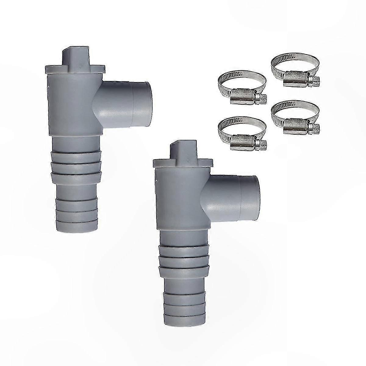 2-Pack PVC Pool Filter Pump Adapter Kit for 32mm Hose, Leak-Proof Seal Replacement with On/Off Plunger Valve
