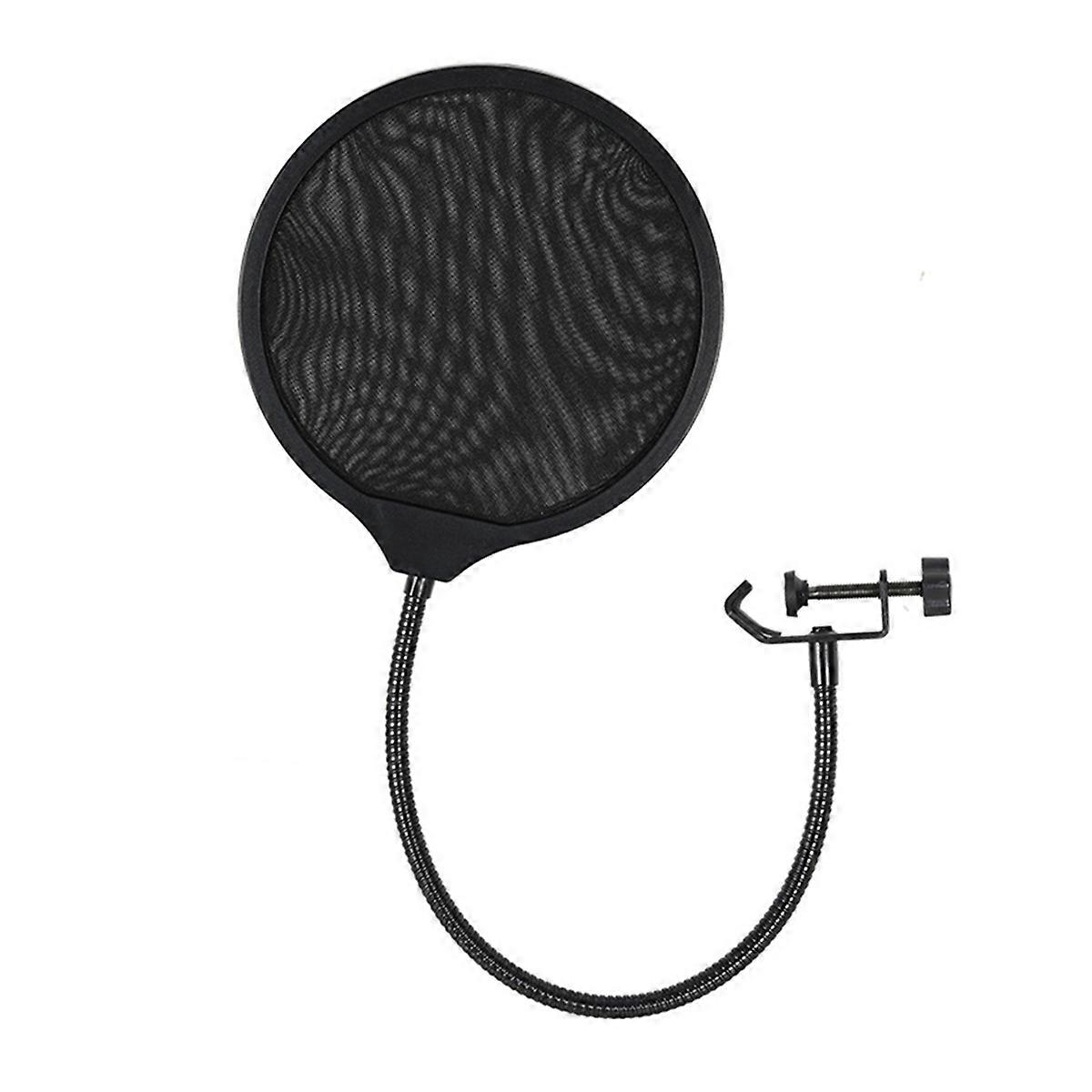 Professional Studio Microphone PopFilter Dual Layered Windscreens Flexible Gooseneck Mount