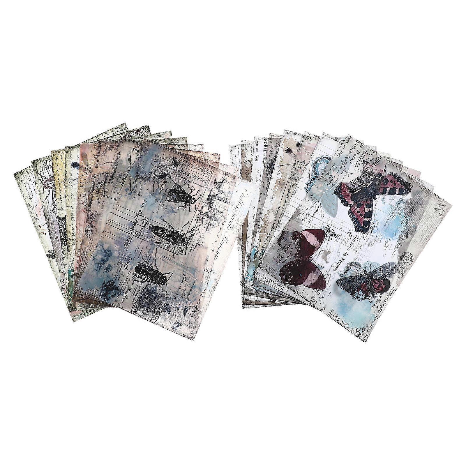 Vintage Material Paper Hand Account Decorative Papers for DIY Crafts 4Sets