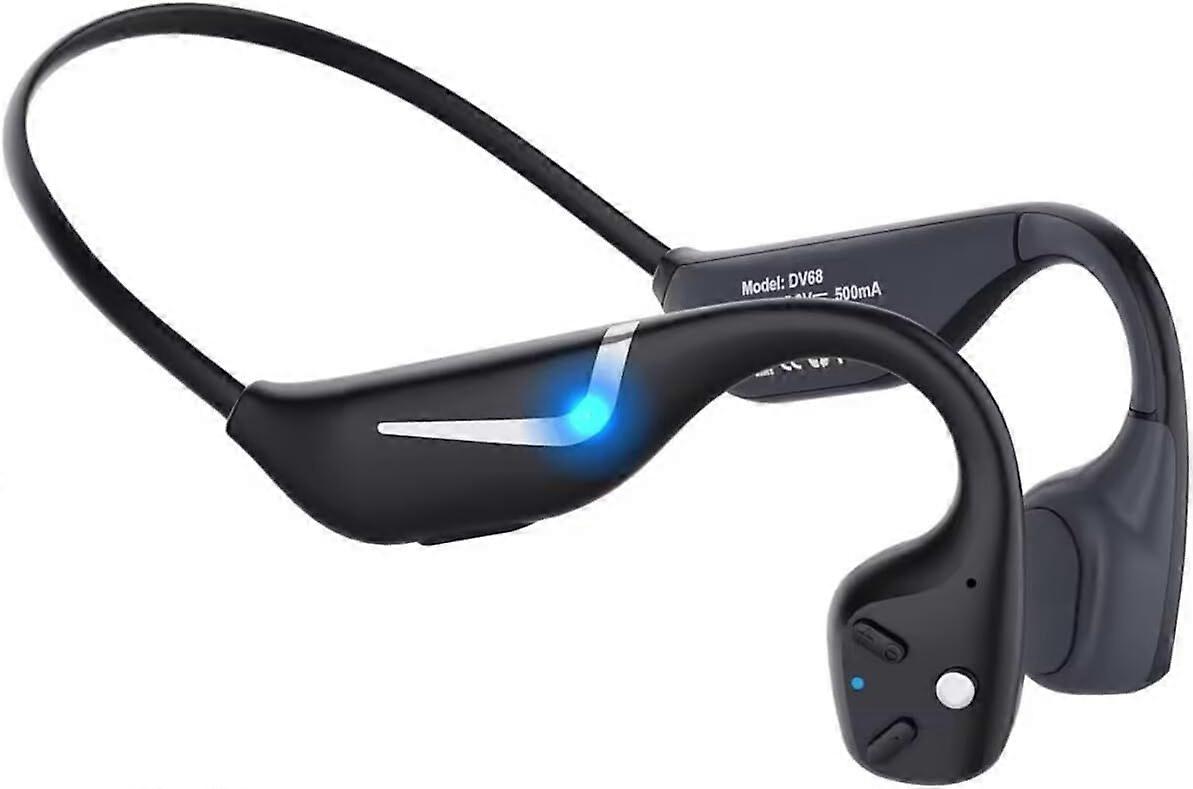 IP67 Waterproof Bone Conduction Bluetooth Earphones with Microphone Open Ear Design for Running and Sports(Black)