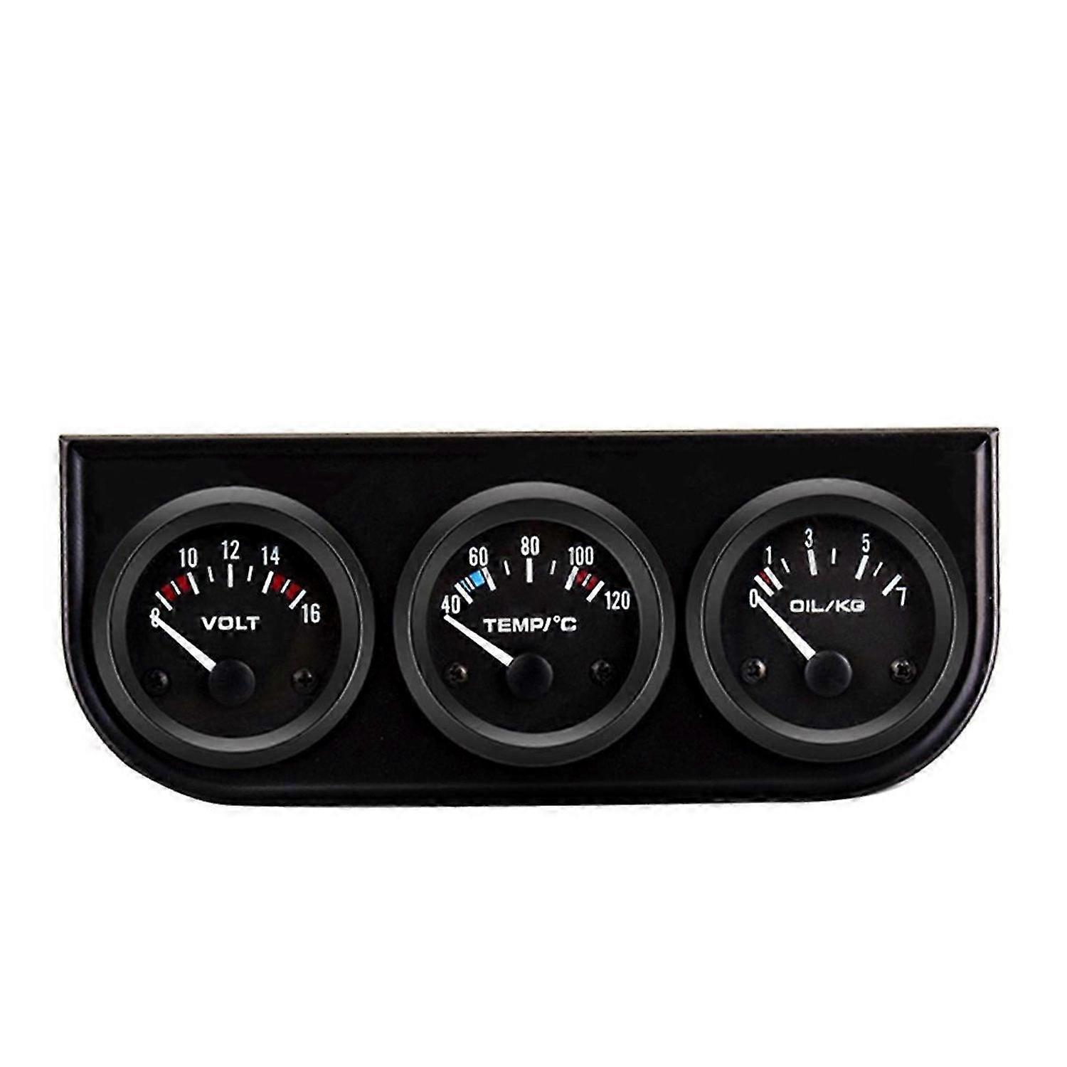 Three-in-One Car Instrument Water Temperature Oil Pressure Voltage 2 Inches 52MM Three-in-One Triple