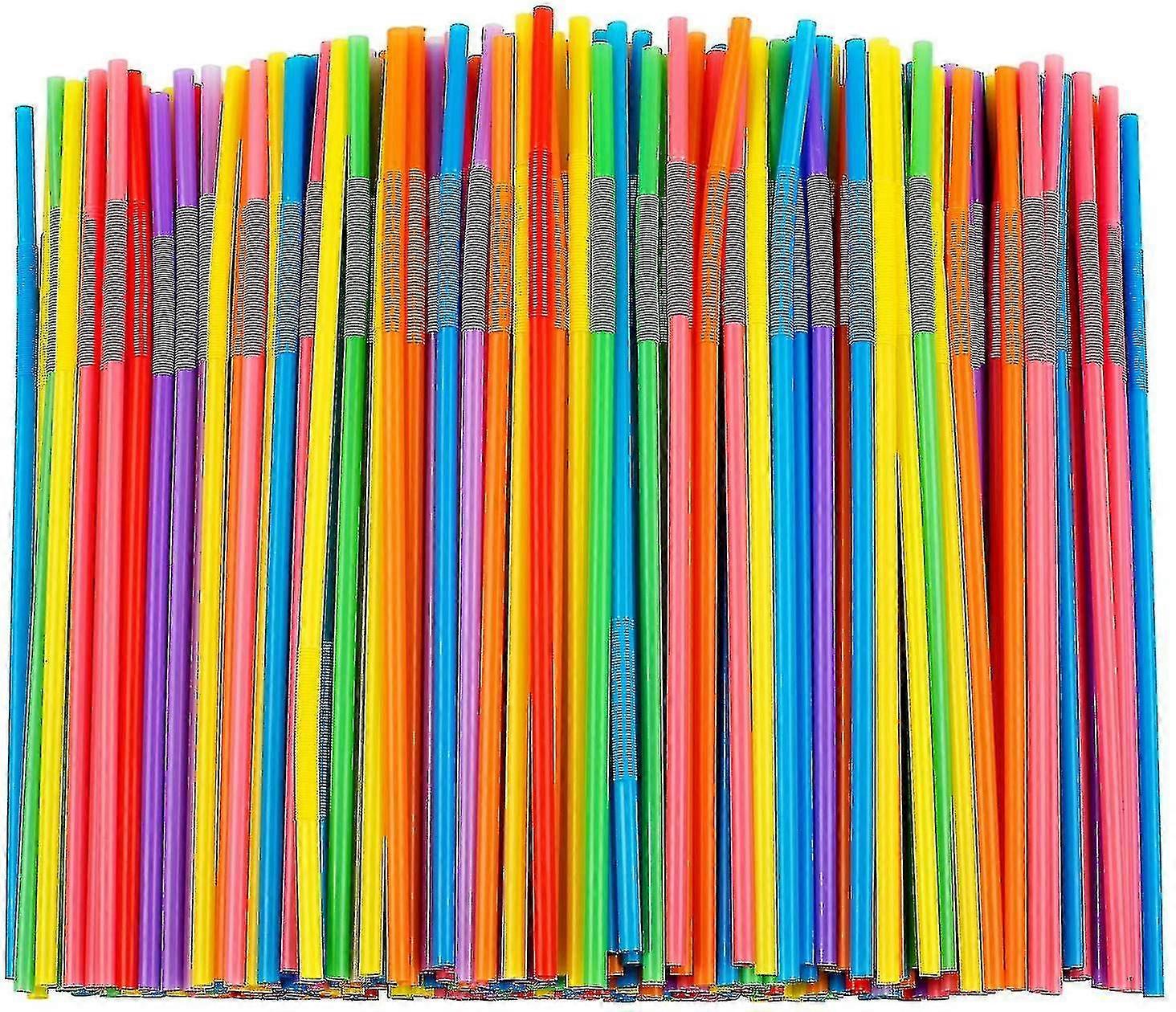 500 Pcs Colorful Flexible Plastic Straws, Bpa-free Disposable Bendy Straws