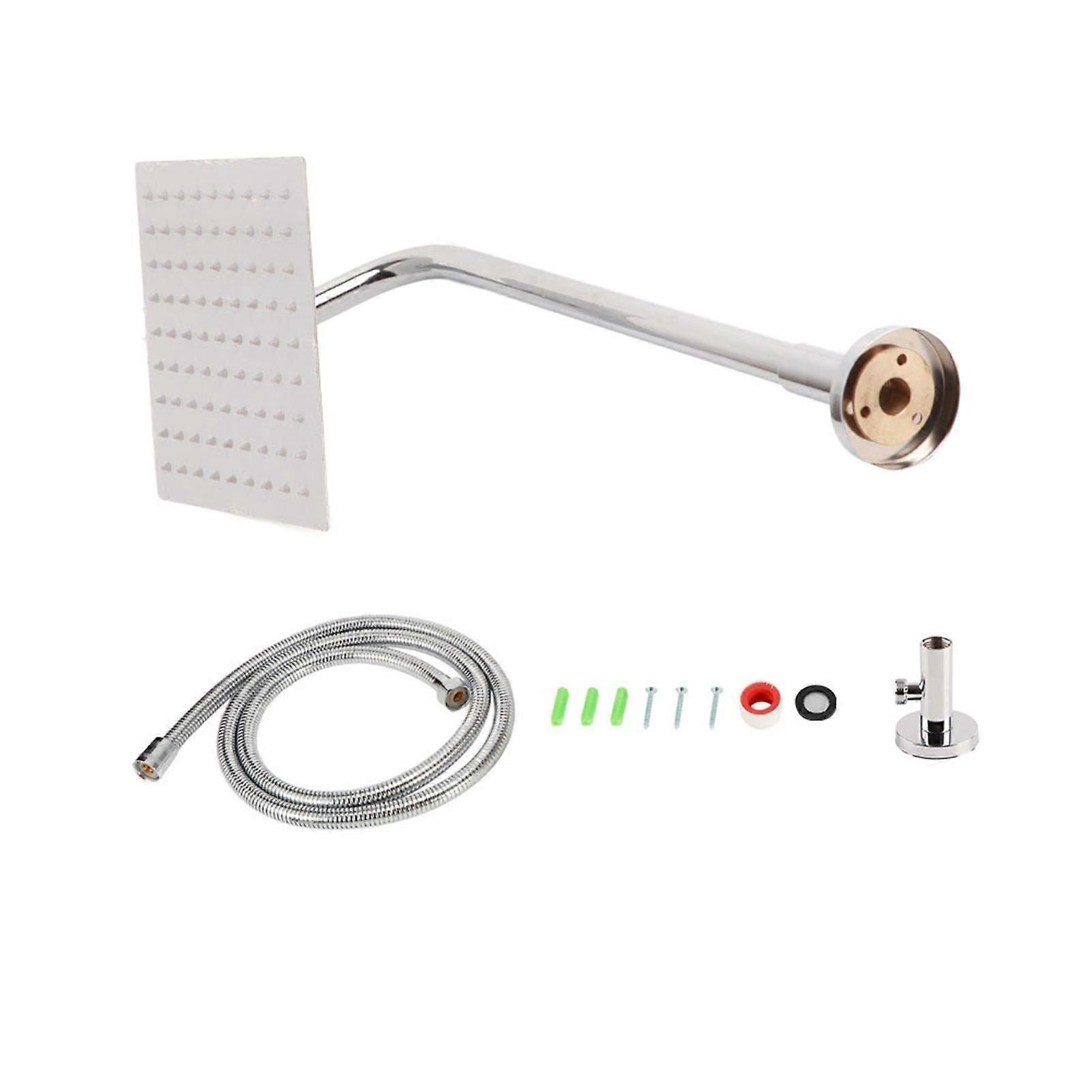 G1/2in Thread Wall Mounted Stainless Steel 8in Rainfall Showerhead Top Spray Shower Head Bathroom AccessoriesShower Head Set