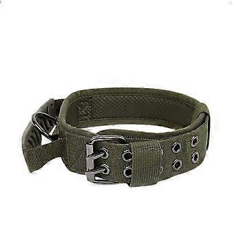 Hundehalsband mit Griff-taktisches Halsband für kleine, mittelgroße, große Rassen-Rottweiler-reflektierendes Halsband mit zwei Aufnähern