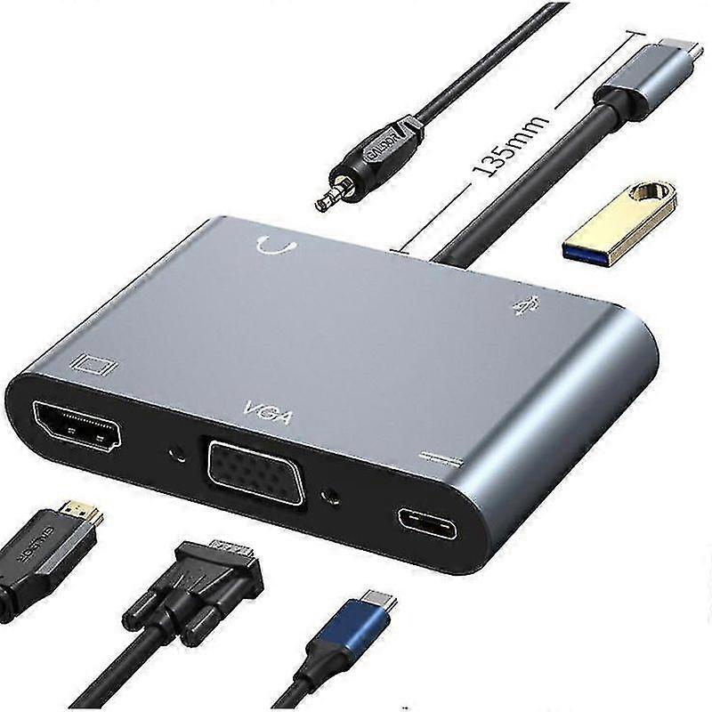 Luxora 5 In 1 Type-C Docking Station USB-C Hub to HDMI VGA 4kx2k for Macbook Computer