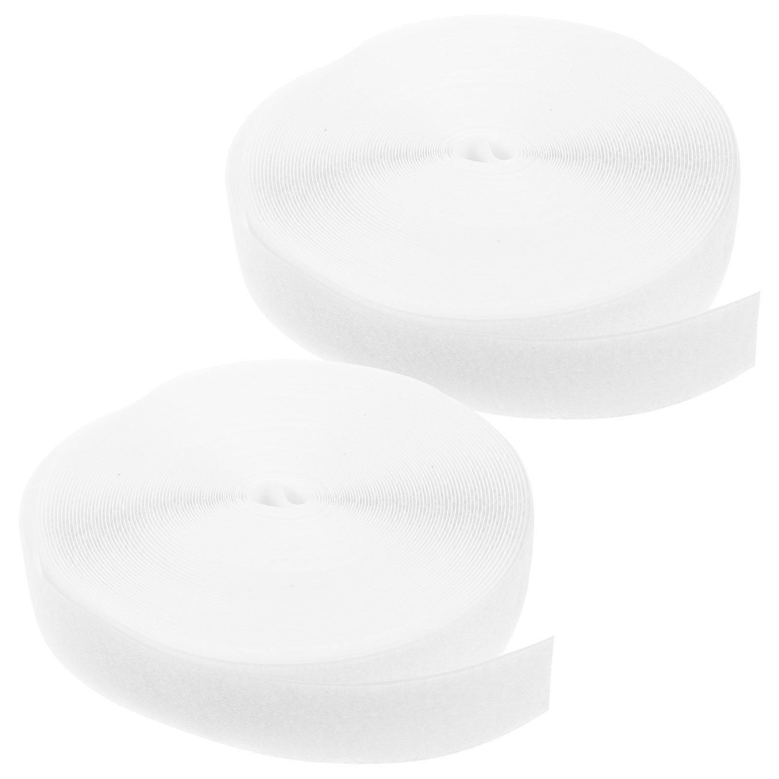 Hook and Loop Strap for Bag Tape for DIY Projects 2 Rolls White Nylon