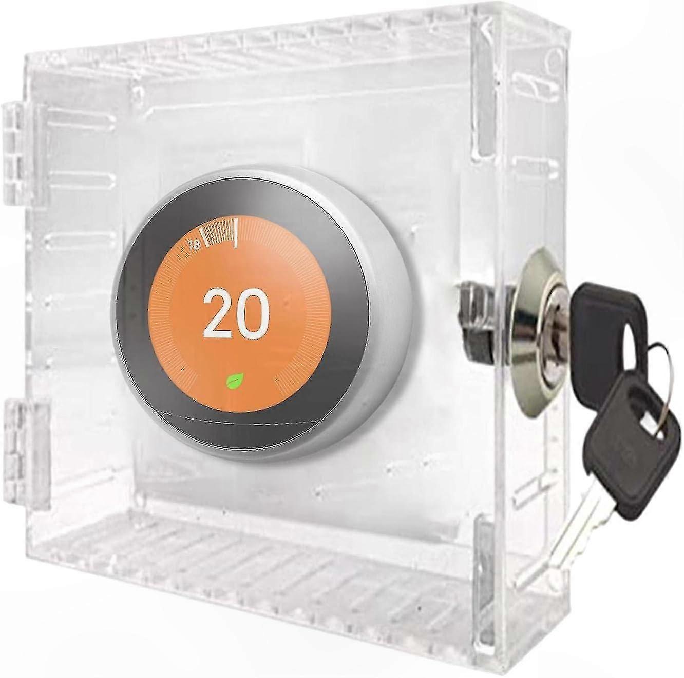 Universal Thermostat Cover with Lock, Wall-Mounted Thermostat Guard for Home Use, Clear Large Protective Box for Temperature Control Devices