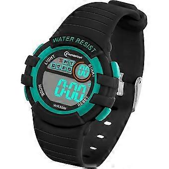Kinder Digitaluhr Wasserdicht Für Mädchen Jungen Mit Alarm Stoppuhr Nachtlicht Kalender Armbanduhr Outdoor-Sport Multifunktions-Armbanduhrschwarze Schale-