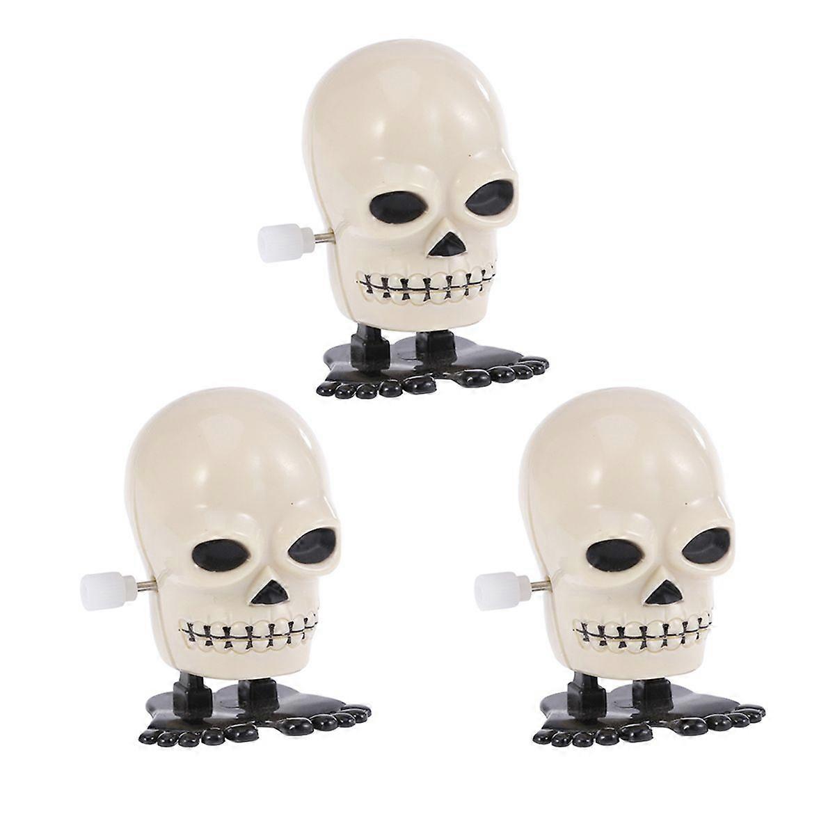 3pcs Halloween Clockwork Toy Set Puzzle Funny Toy Props Spring Skull Doll