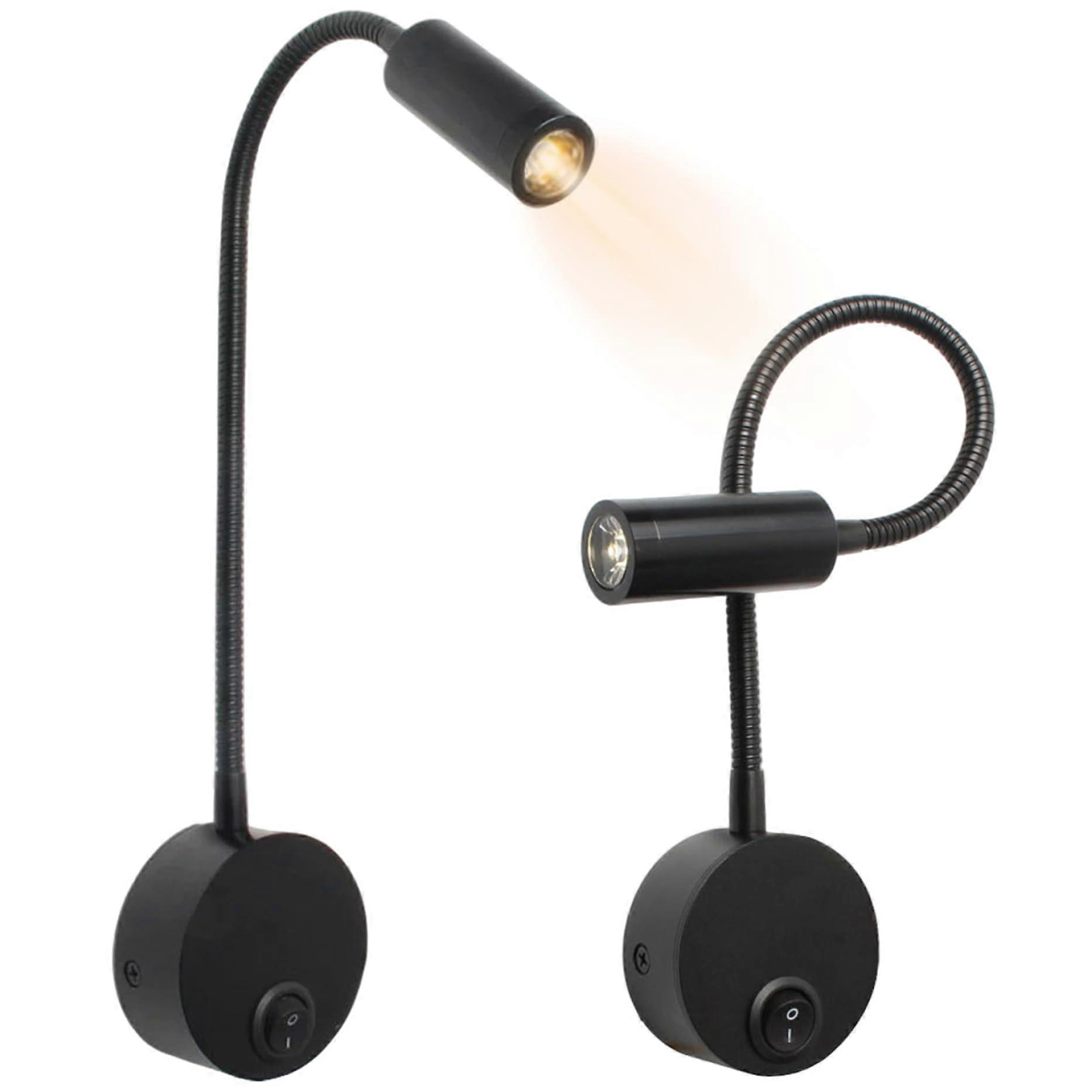 Wall Mounted Reading Light Two Pack 3W White LED With Flexible Gooseneck PlugIn Headboard Lamp Bedroom Hotel Office