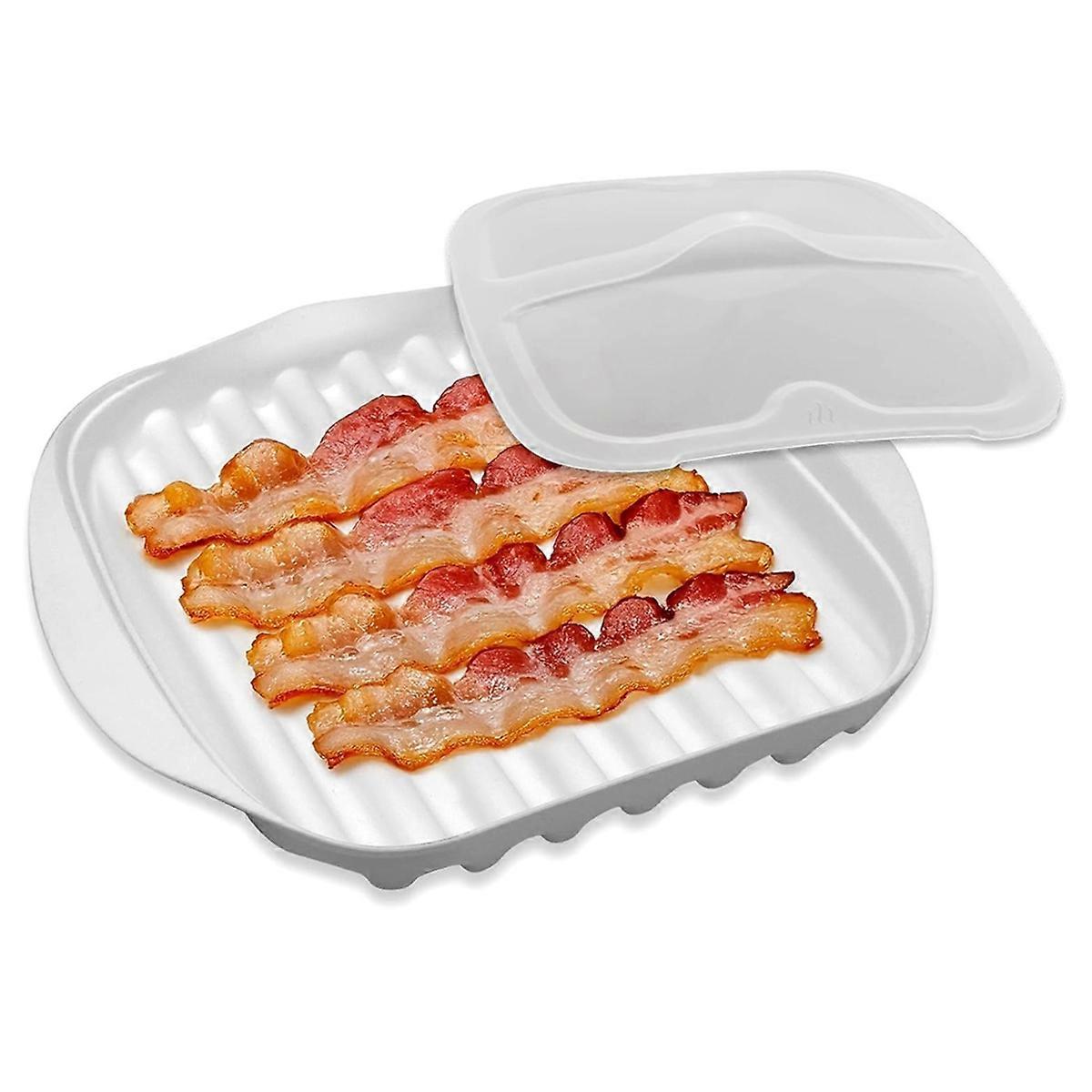 Microwave Bacon Tray with Lid, Plastic Bacon Cooker for Microwave Oven, Microwave Bacon Cooker with