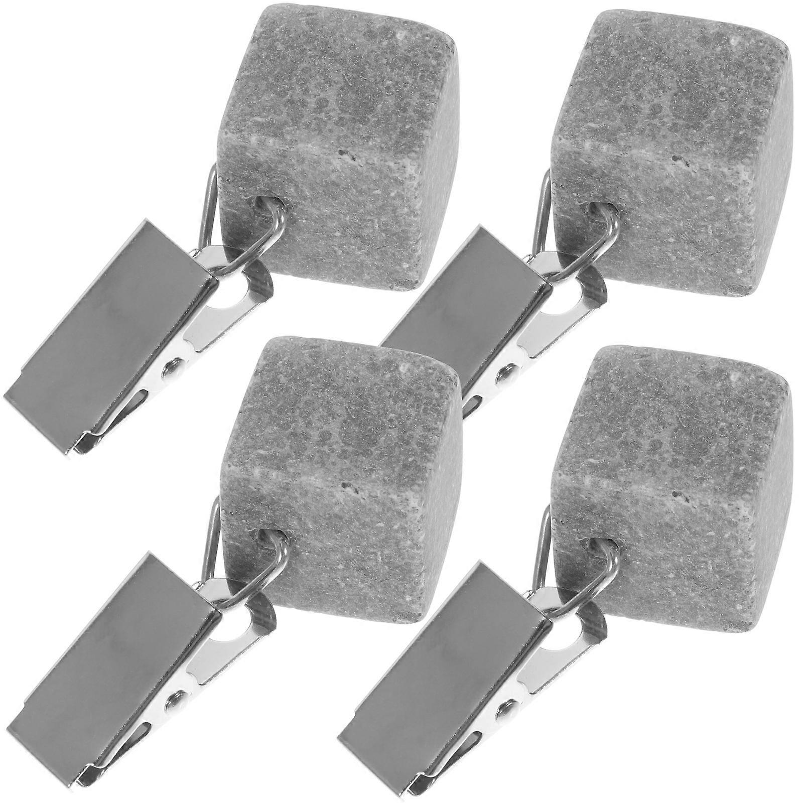 Outdoor Tablecloth Weights with Metal Clip Stone for 8Pcs Set