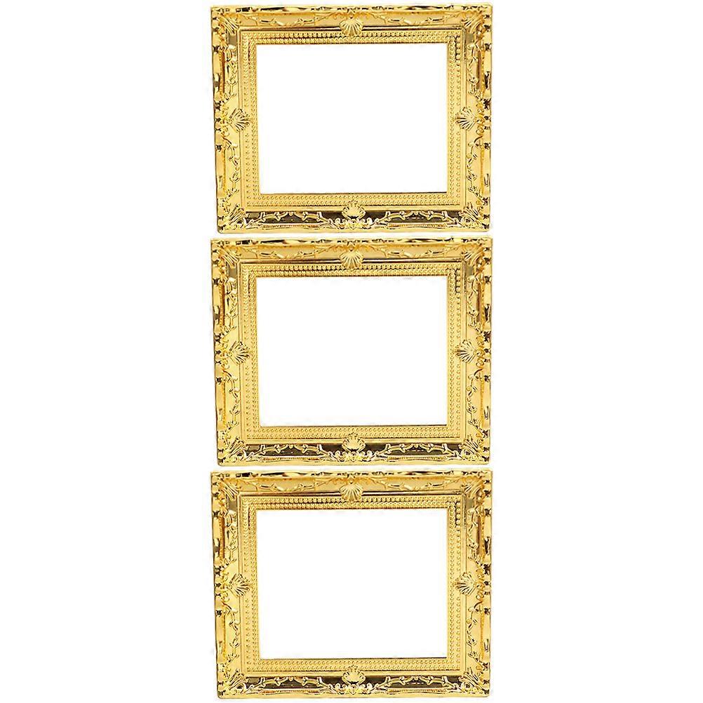 Miniature Frames Tiny House Picture Frames for Dollhouse 9Pcs Golden