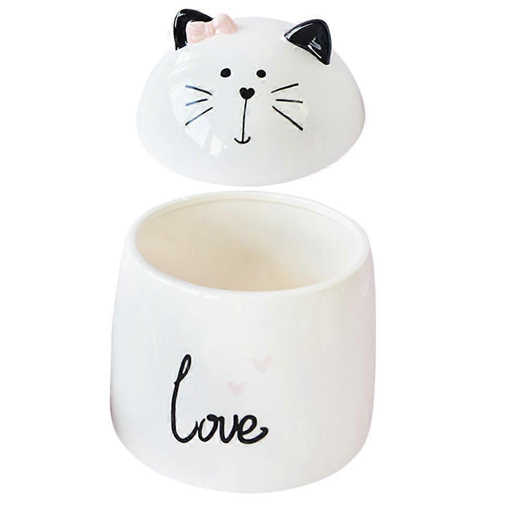 Ceramic Storage Jar Cat Shape for Storage 3Pcs White Multipurpose Canisters