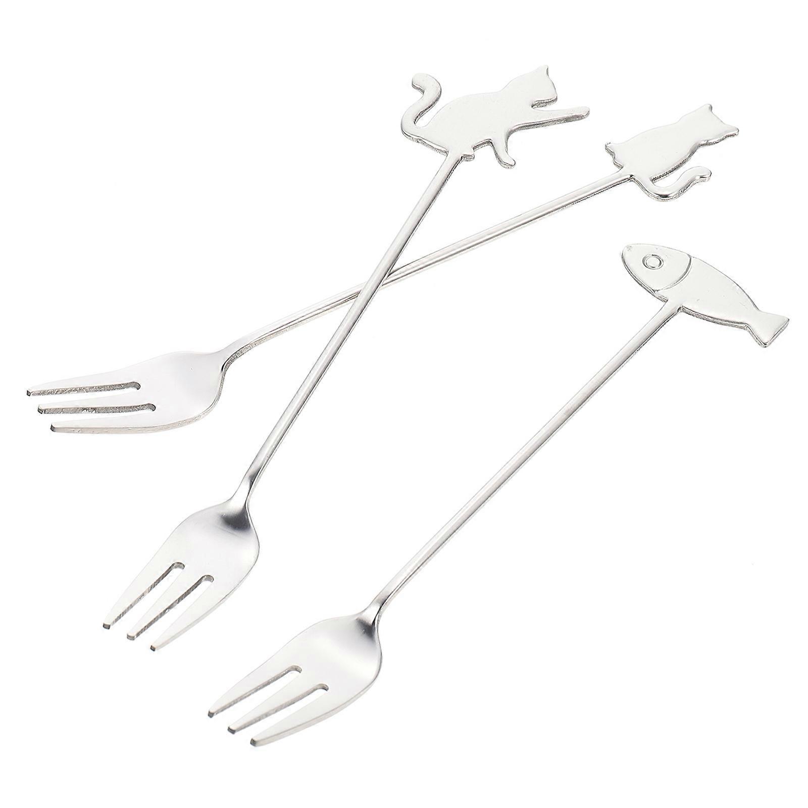 Convenient Dessert Fork Silver for Cake Accessory 12Pcs Kit
