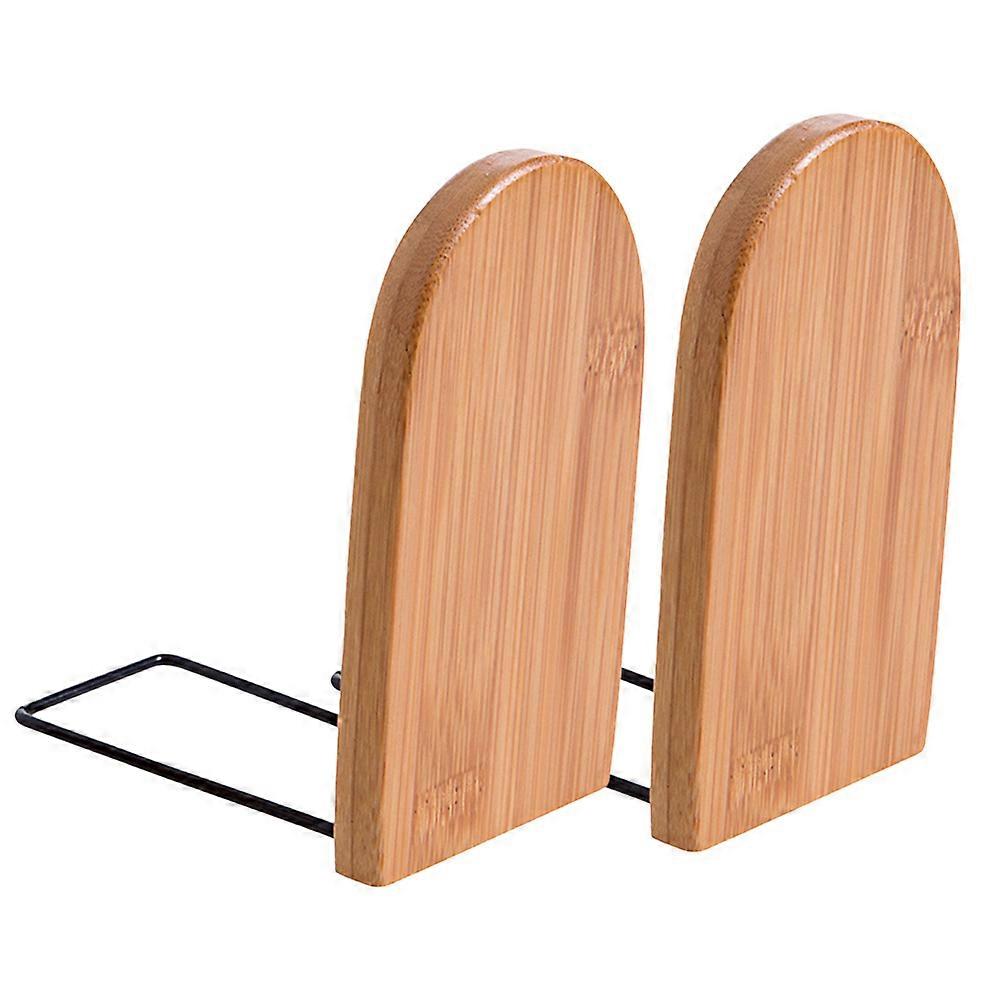Bookends Bamboo Retractable Organizer 4Pcs for Bookshelf Storage