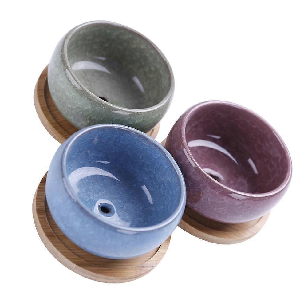 Creative Flowerpots Ceramic Flowerpots for Decoration 3Pcs Solid Color Planter