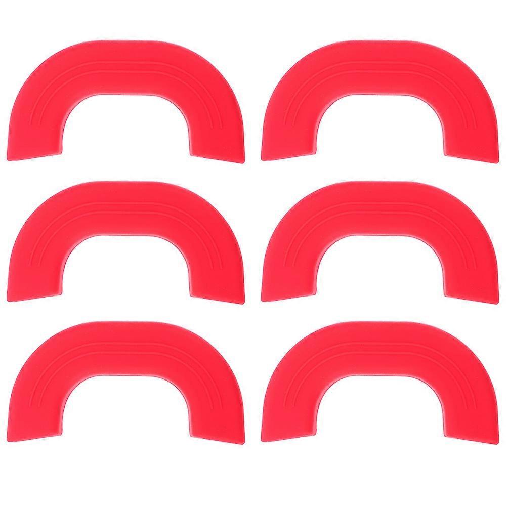 Heat-Resistant Anti-Scalding Pot Handle Holders 6Pcs Designed For Home Cooks Kitchen Use Red Silicone Insulating Assist Grips