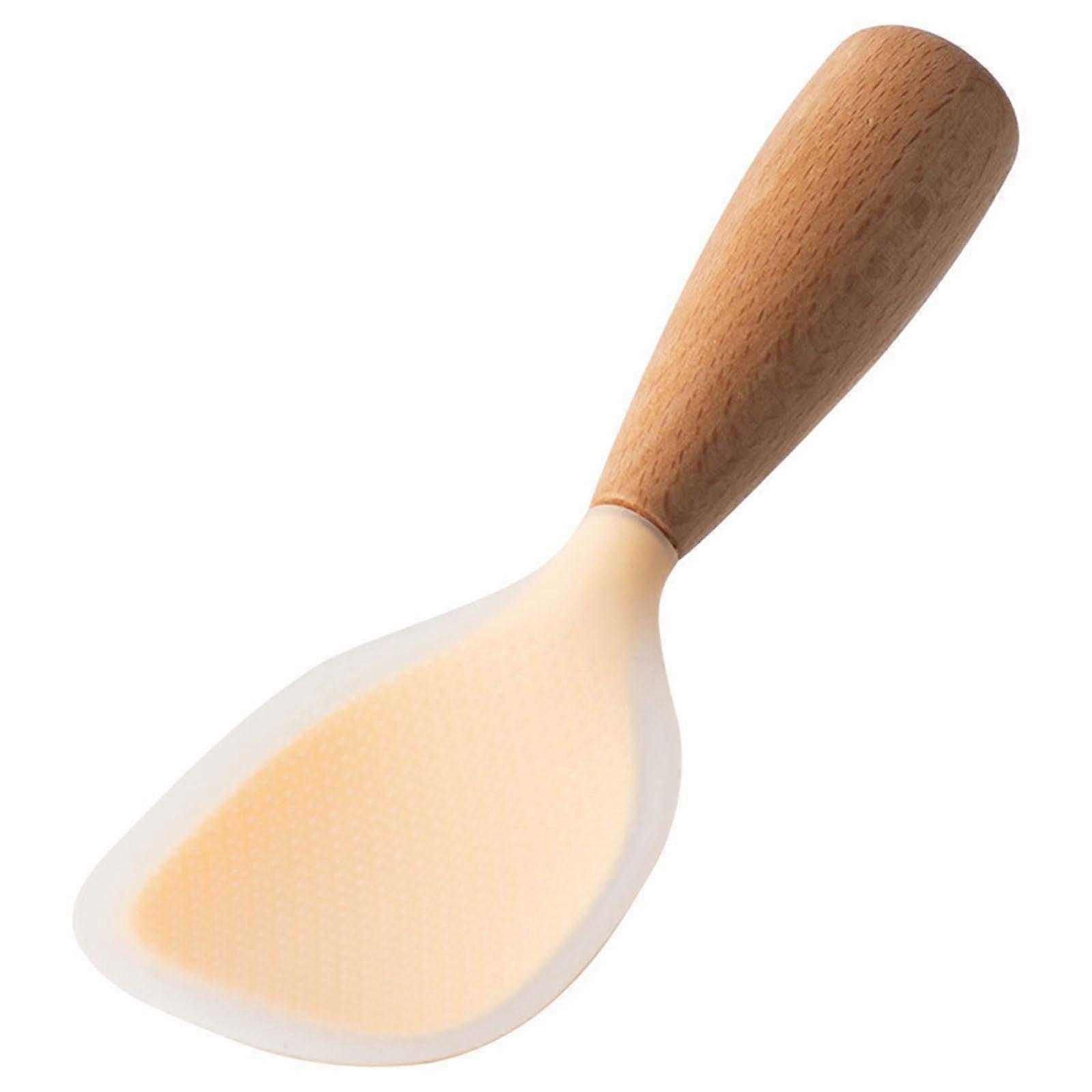 Rice Spoon With Wood Handle, NonStick Silicone Cooking Spoon, Versatile Kitchen Utensil
