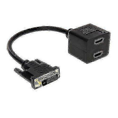 29.5cm DVI 24 + 1 دبوس ذكر إلى 2 × HDMI أنثى كابل فاصل (أسود)