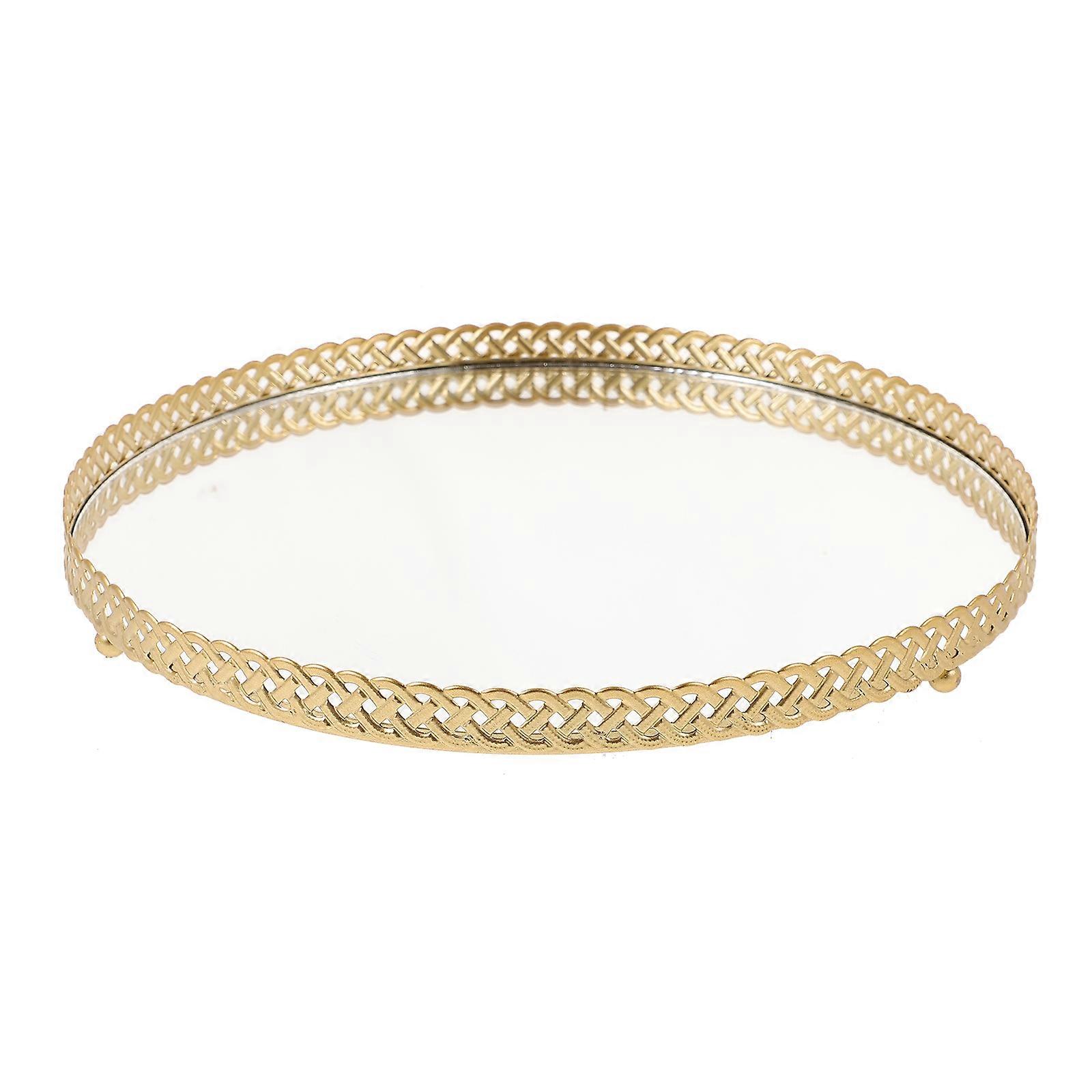 Mirror Surface Ring Dish Organizer For Adults Golden Circular Storage 1Pack