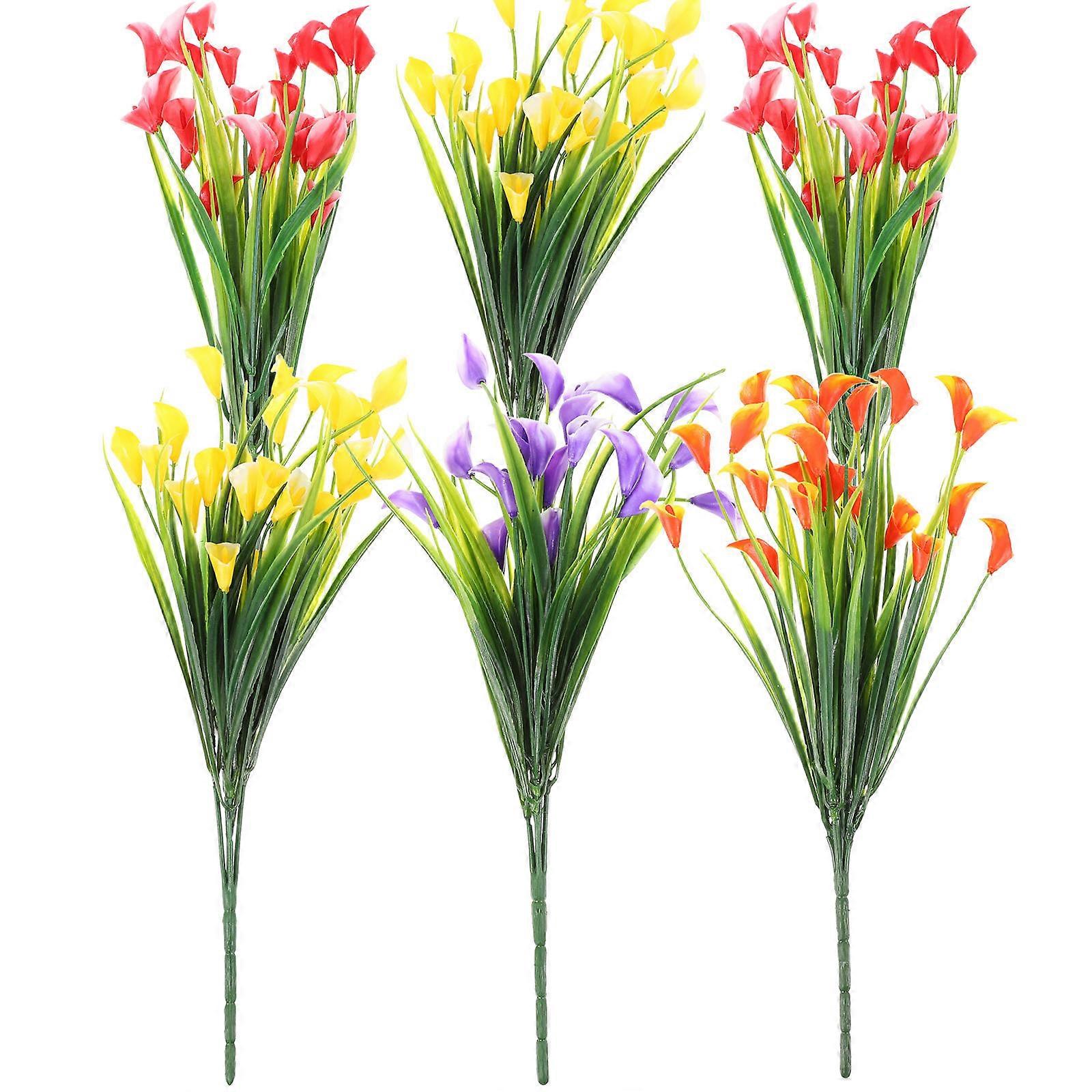 Simulation Plastic Flowers Artificial for Decoration 6Pcs Set