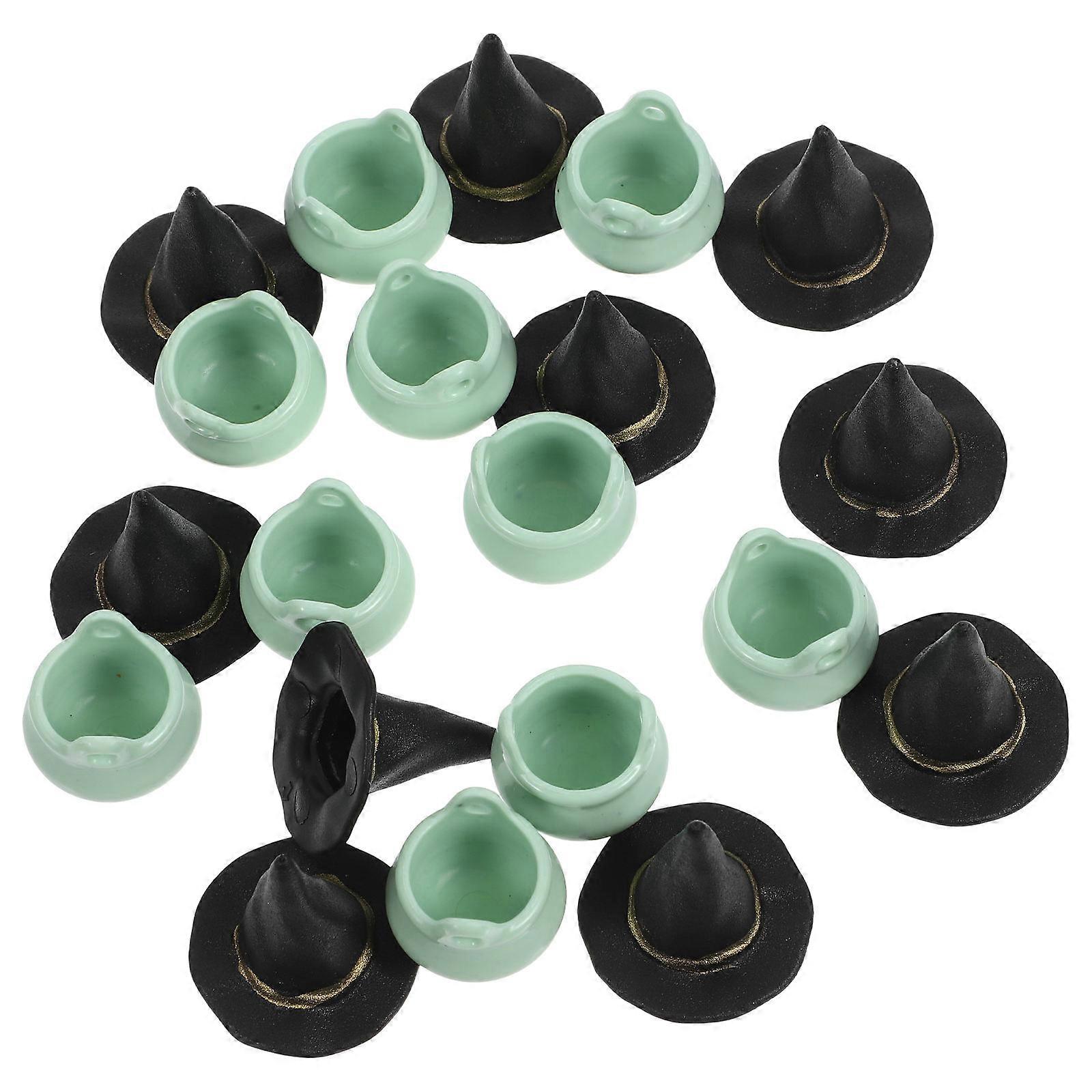Halloween Miniature Cauldron and Witch Hat Decorations for Craft 4Sets