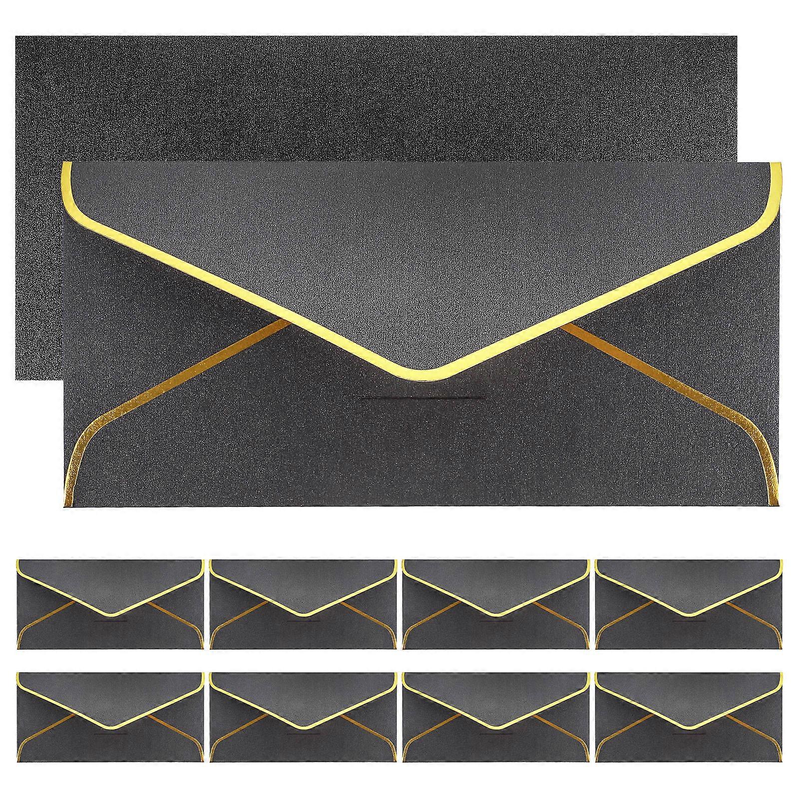 Compact Invitation Envelopes 30 Pcs Black Rectangular Delicate Card Envelopes For Business Bridal Shower Storage