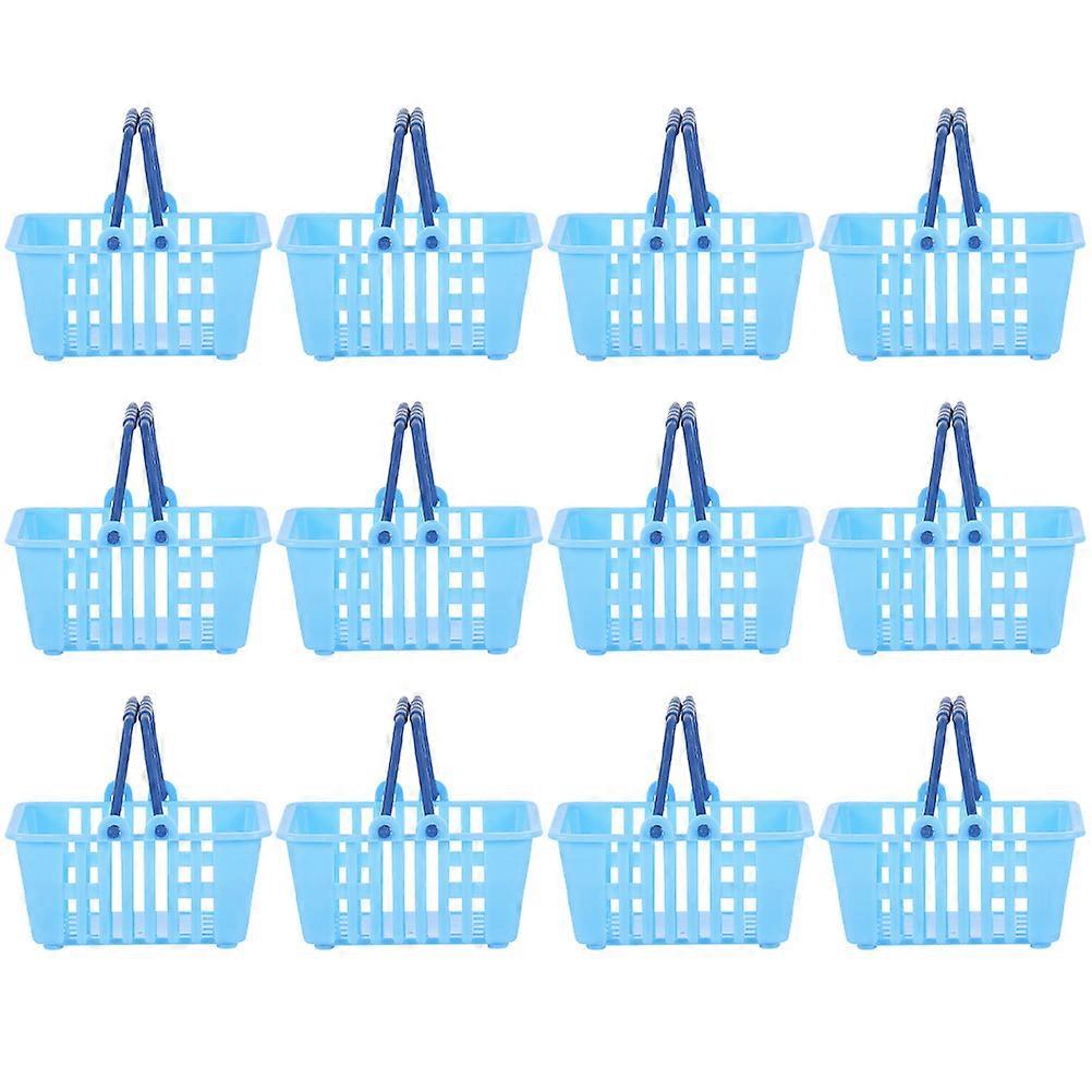Mini Shopping Basket Toy for Decoration with Handle 60Pcs Blue