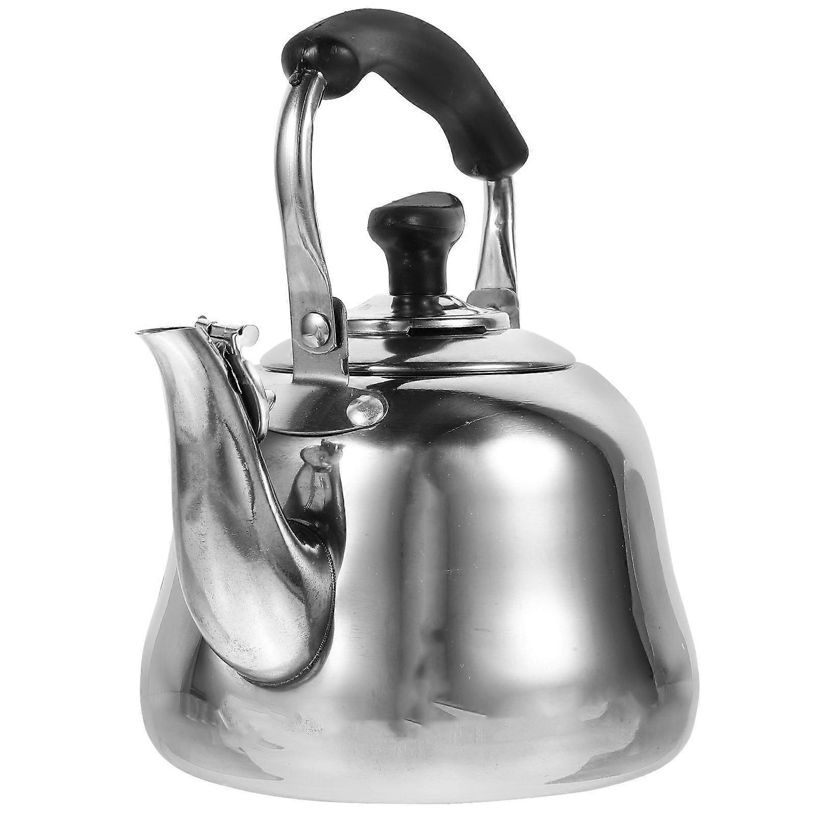 Tea Kettle Stainless Steel Stovetop for Heating Use 4Pcs Set Silver