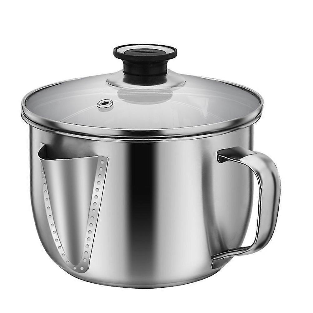 Grease Separator Pot Stainless Oil Container for Home 5Pcs Oil Filter