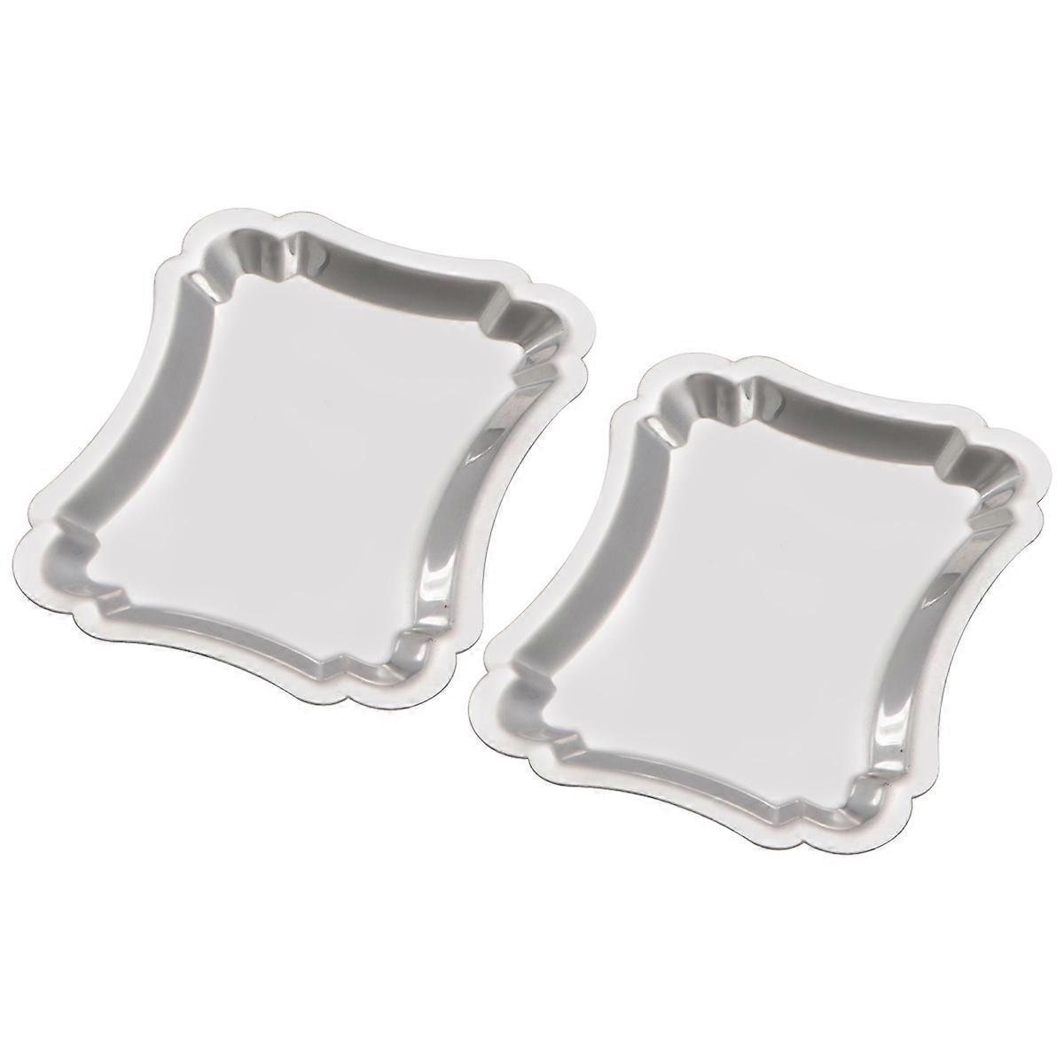 Desserttallrik rostfritt stål rektangulär form för födelsedagstebjudning matpresentation silver 2 st