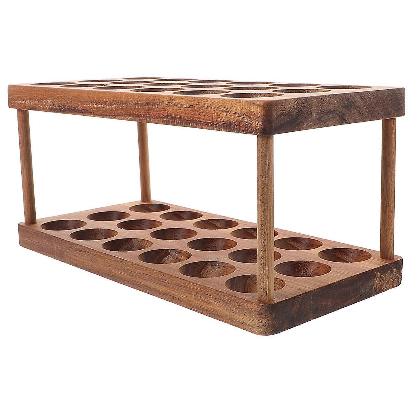 Wooden Counter Easter Egg Holder Double Layer Egg Storage 2Pcs Rack