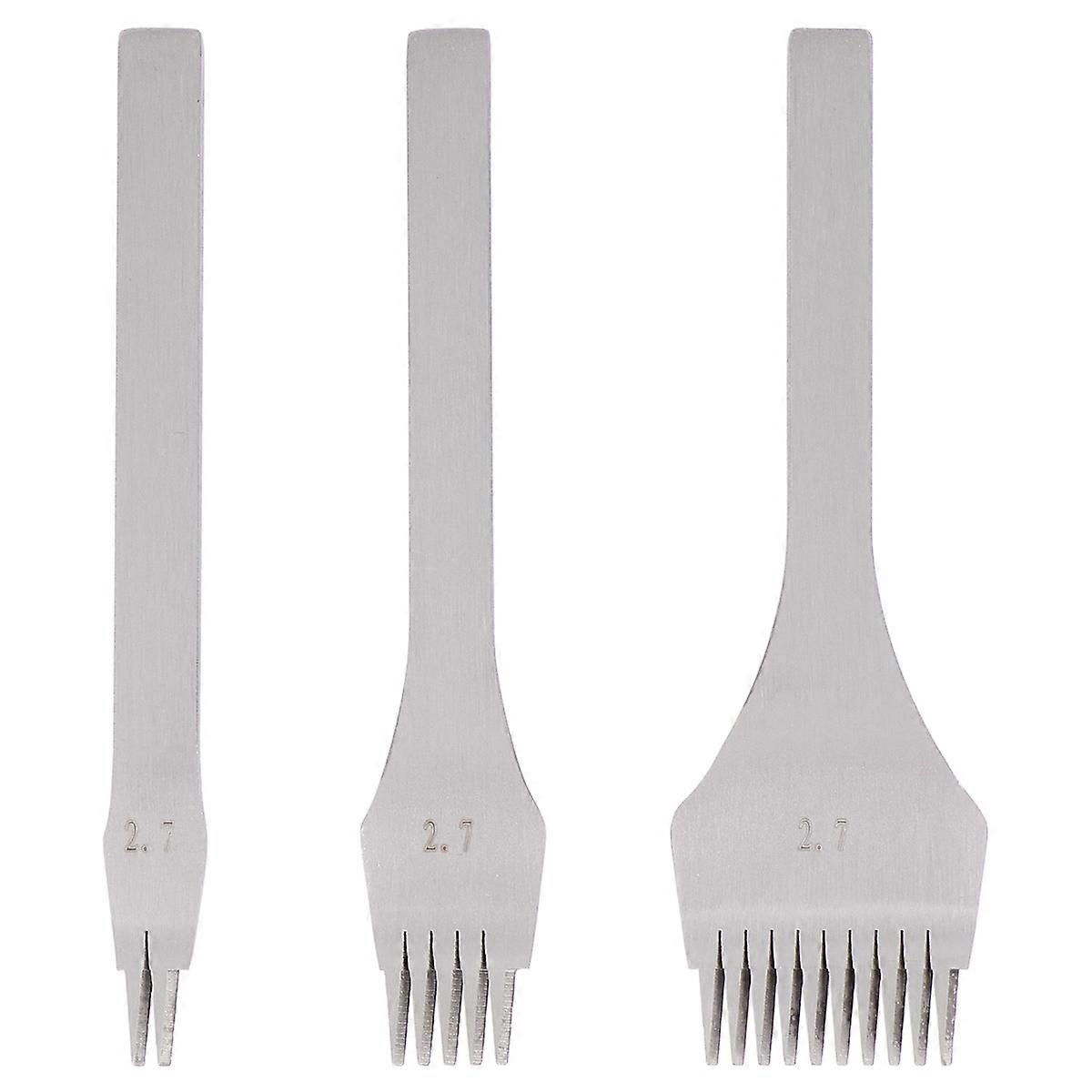 3 Pcs High Strength Steel Leathercraft Punching Tools Designed For Professional DIY Use With Abrasion Resistance And Quick Punching Feature