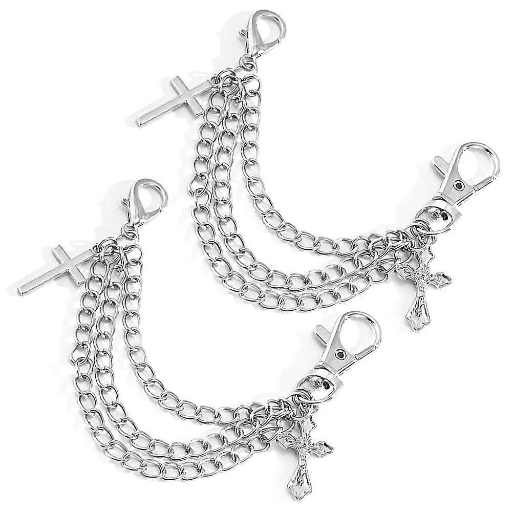 Boot Chains Cross Chain Shoe Chain Decoration for Shoes 8Pcs Silver