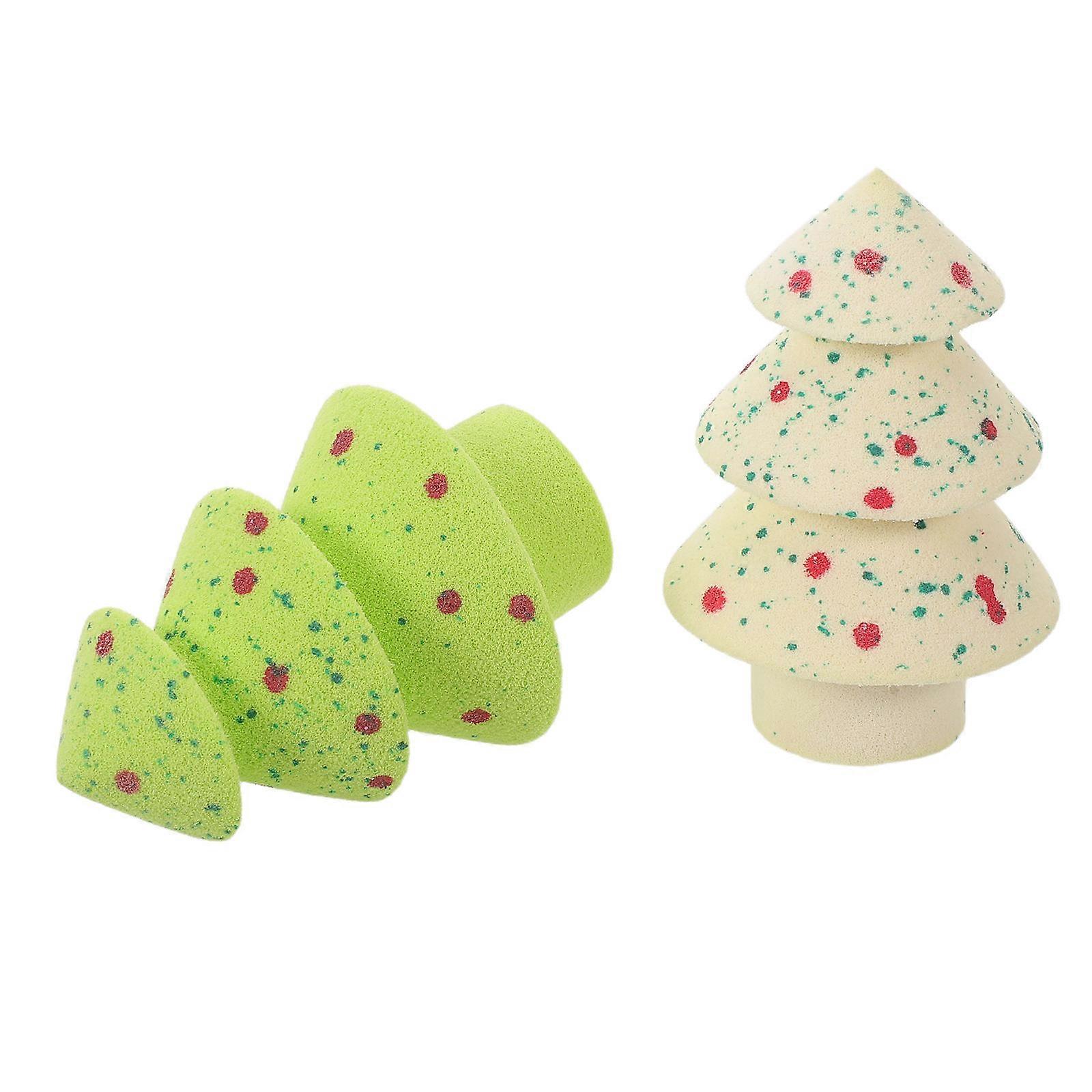 Makeup Sponge Christmas Tree Shaped Beauty Sponge Multi Material Soft for 1Set