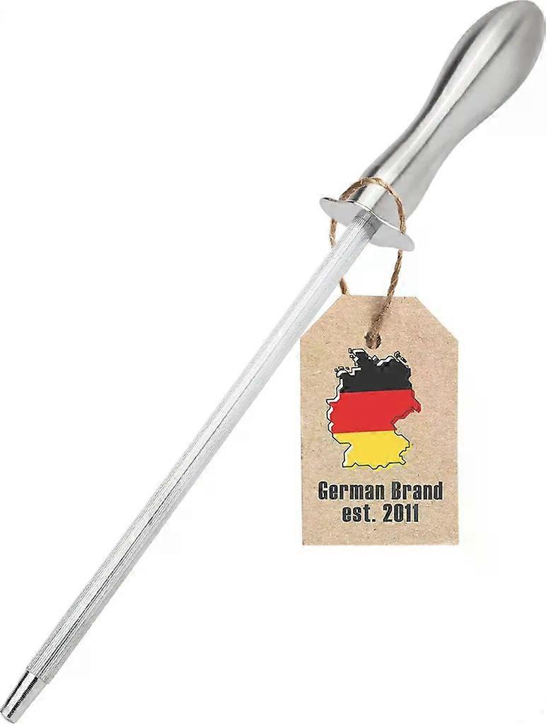 Intirilife Whetstone Knife Sharpener in SILVER – Manual Sharpening Steel Knife Sharpener made of stainless steel for professional grinding and sharpe