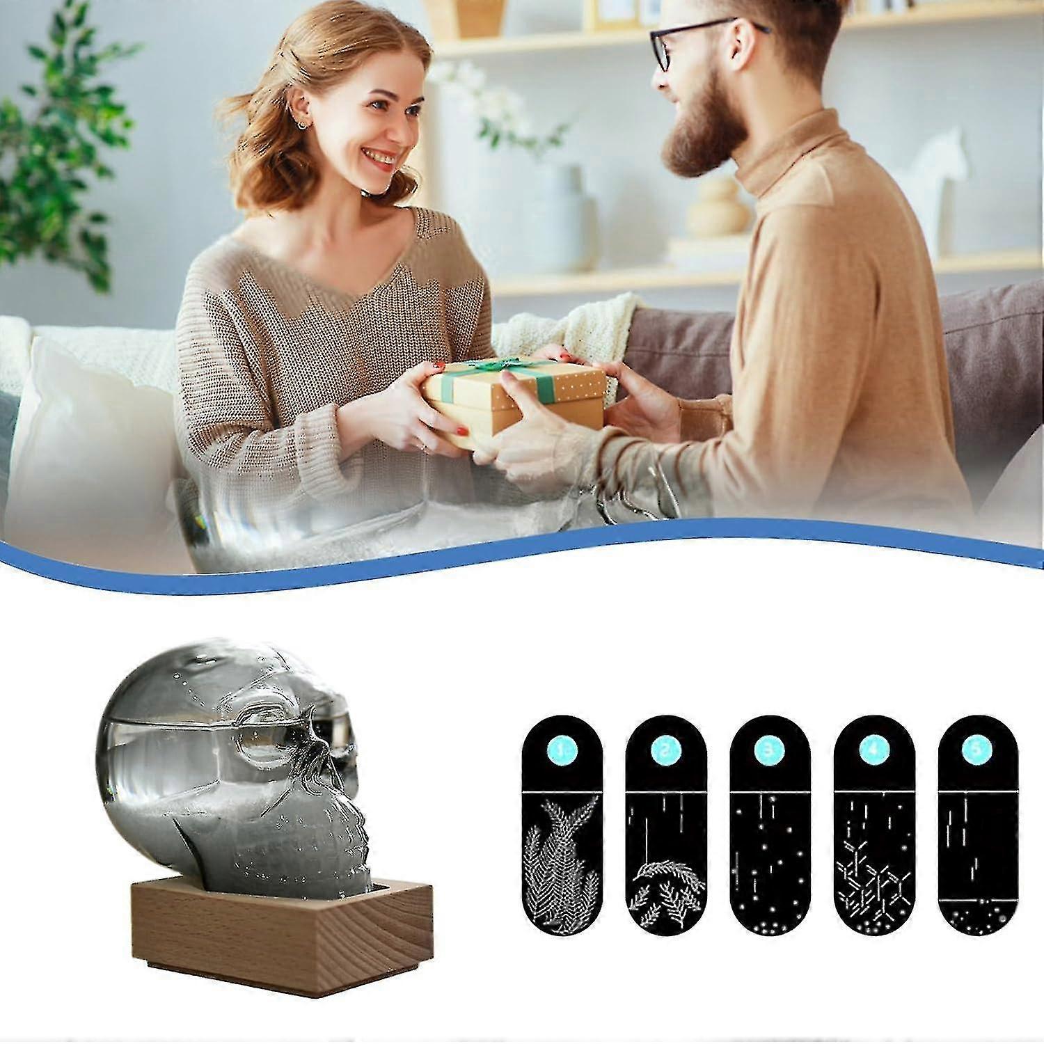 2025 Skull Shape Storm Glass Weather Predictor,Crystal Bottle Predicting Barometer , New