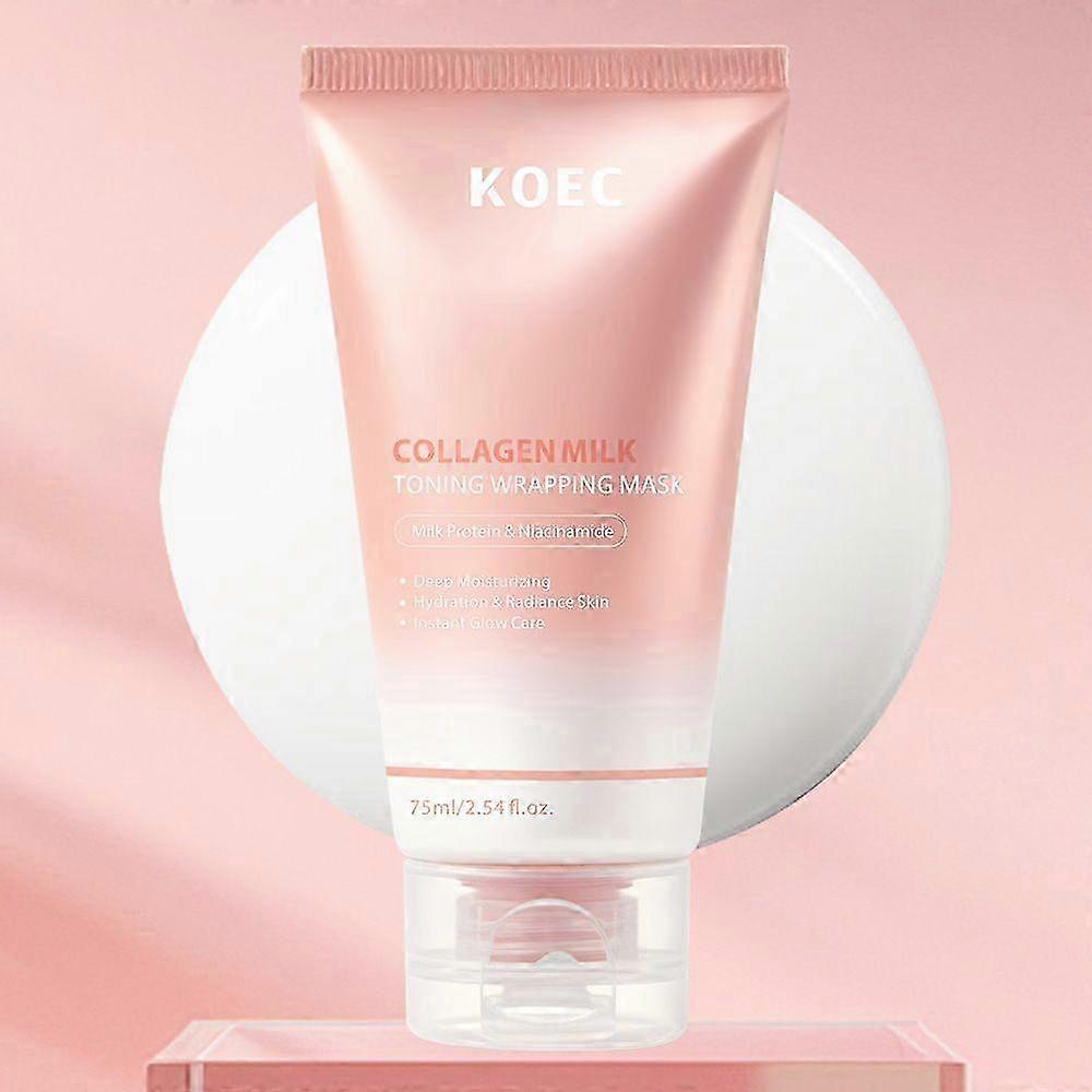 Collagen Milk Toning Wrapping Mask with Milk Protein & Niacinamide, 75ml Deep Moisturizing Hydrating Face Mask for Radiance & Instant Glow
