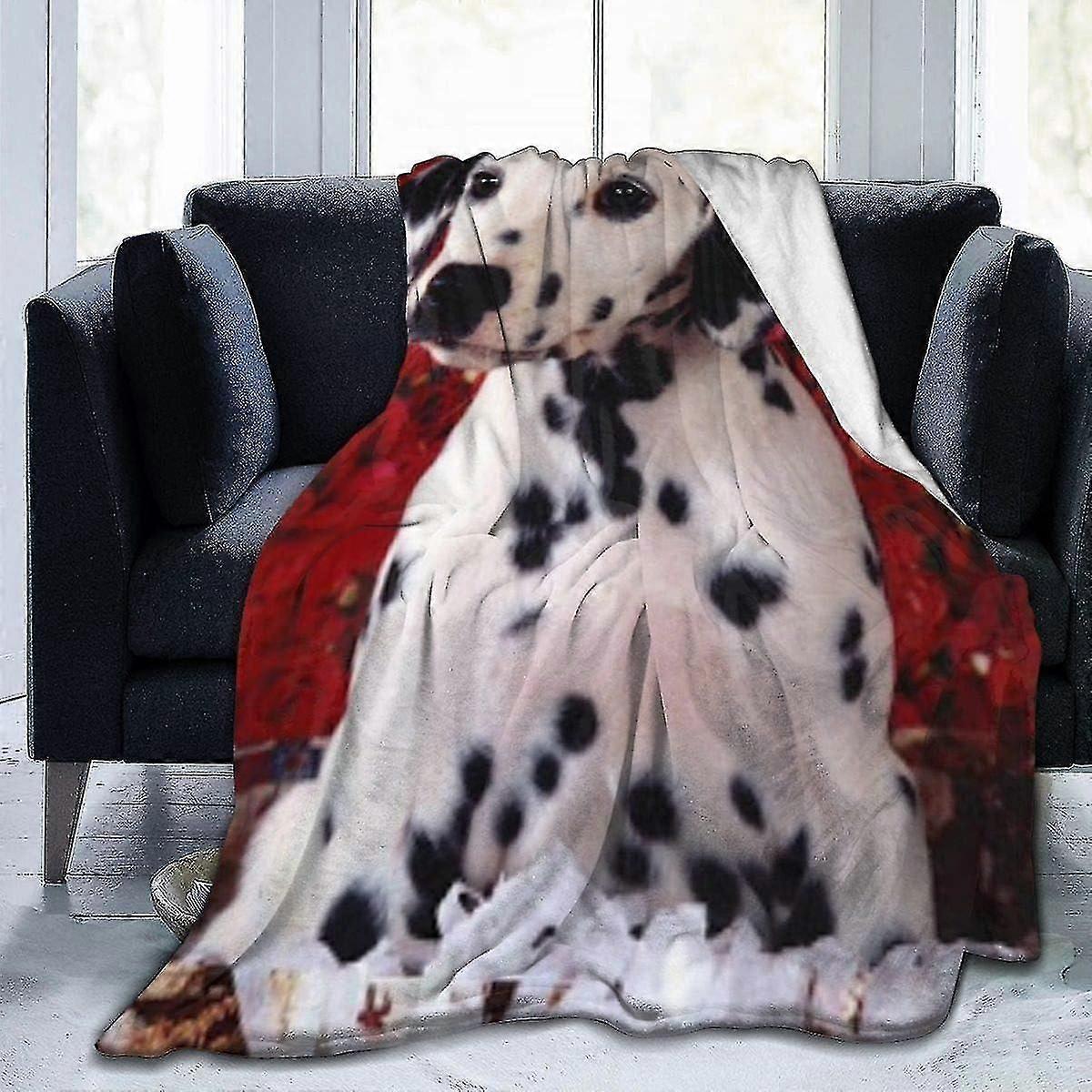 Couverture en peluche, plaid en velours, motif dalmatiens, polaire thermique, tapis de canapé, lit pour enfants, tapis de couchage durable, housse en flanelle pour toutes les saisons